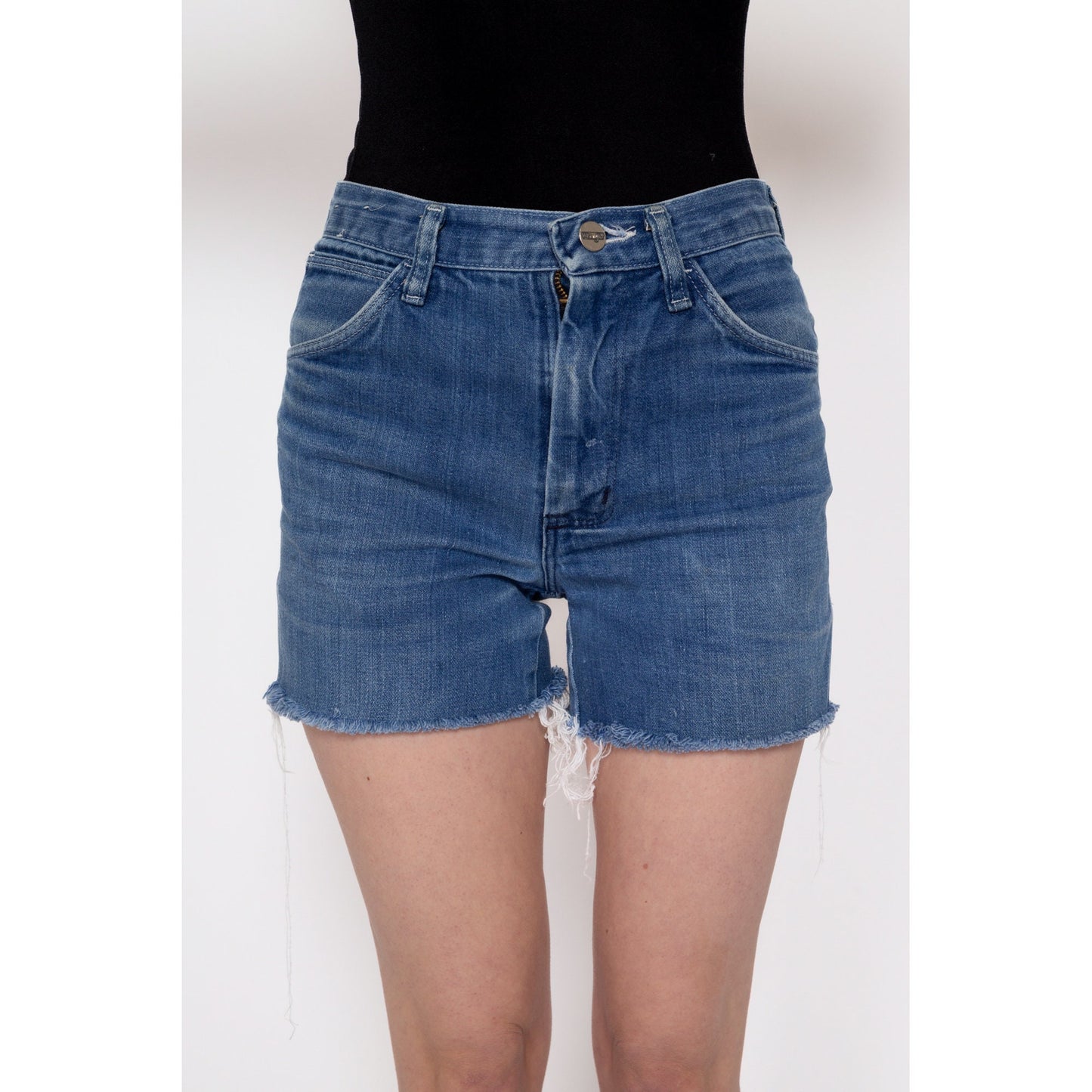 XS 70s Wrangler Cutoff Jean Shorts | Vintage Mid Rise Denim Cut Off Shorts