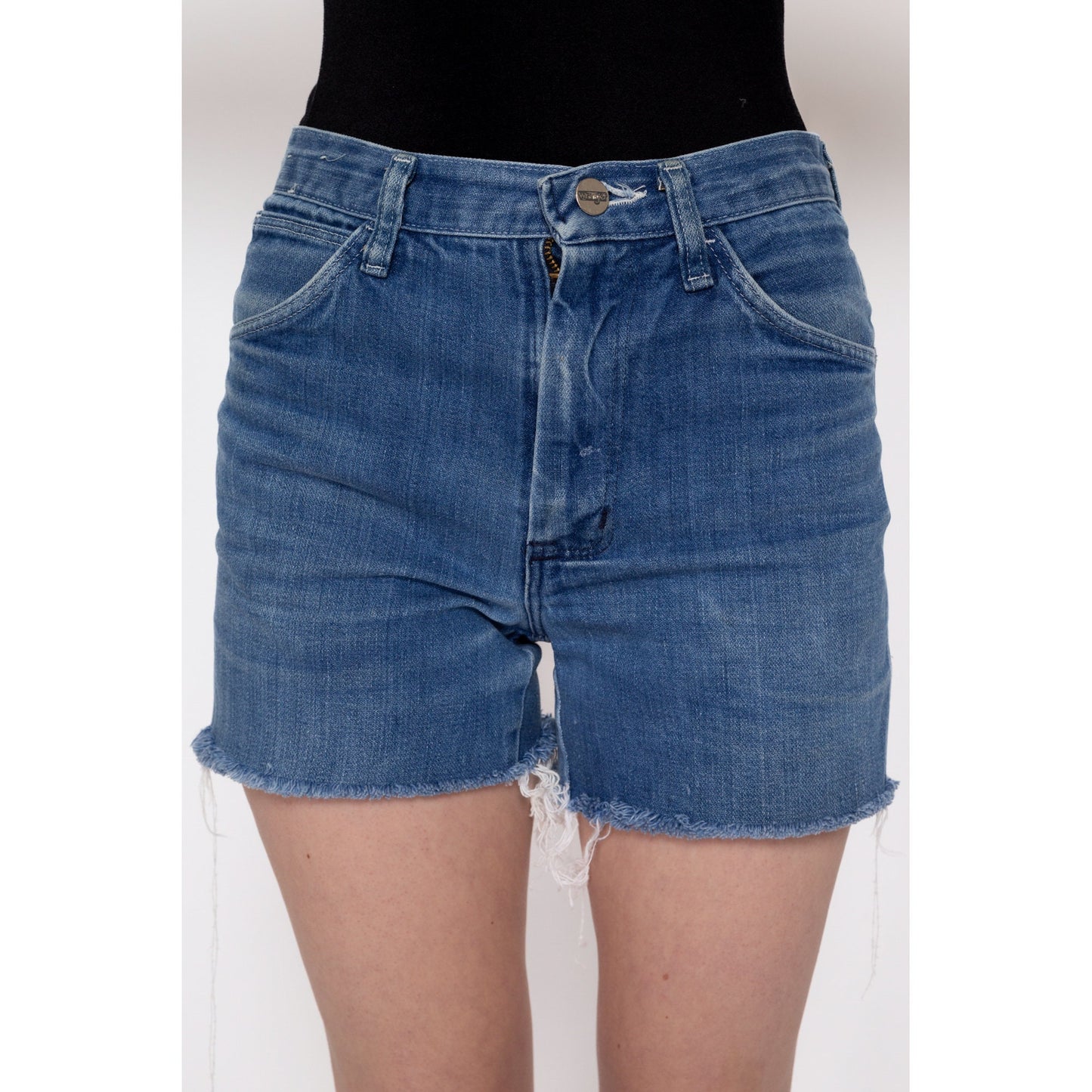 XS 70s Wrangler Cutoff Jean Shorts | Vintage Mid Rise Denim Cut Off Shorts