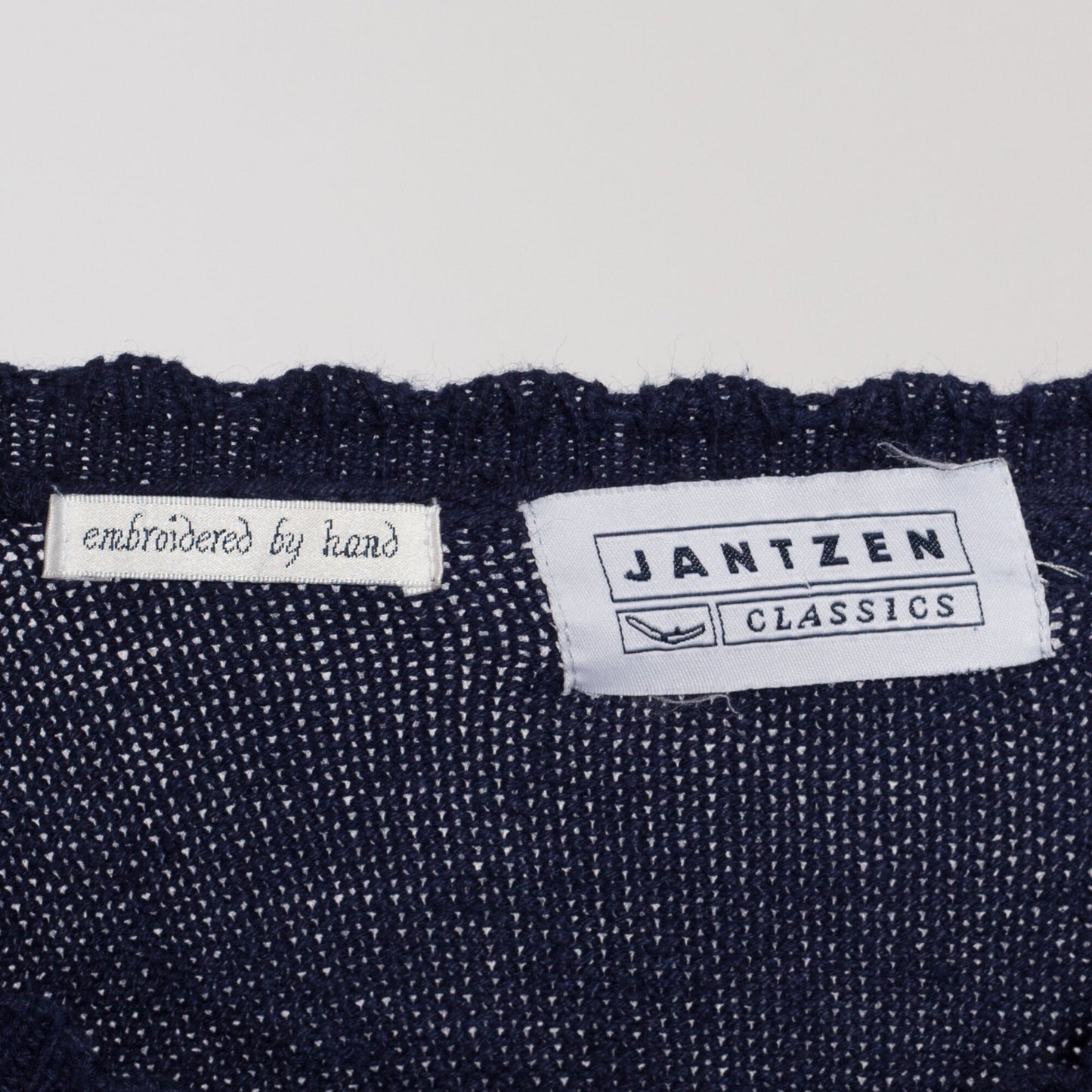 Large 90s Equestrian Novelty Knit Cardigan | Vintage Jantzen Navy Blue Chenille Button Up Sweater