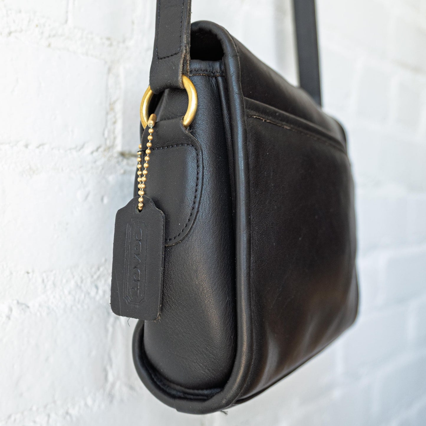 Vintage 90s Coach Devon Black Leather Crossbody Bag #9908 | Designer Shoulder Bag Purse