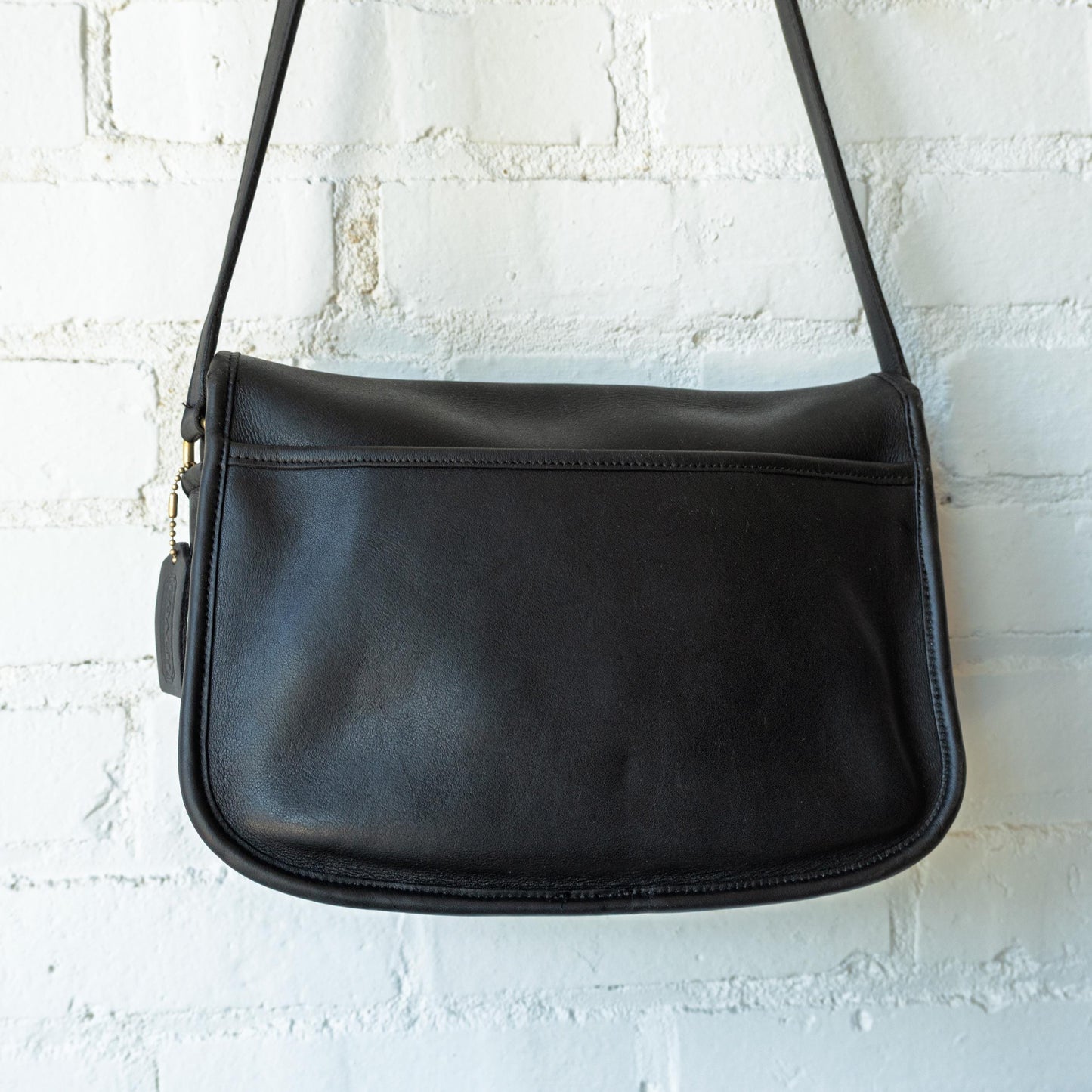 Vintage 90s Coach Black Leather City Bag #9790 | Designer Crossbody Flap Purse