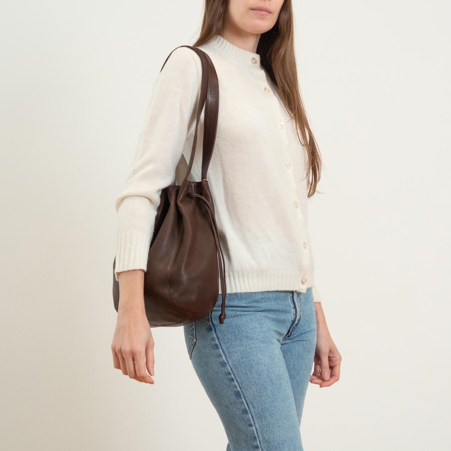 Vintage 90s Coach Lexington Brown Leather Drawstring Bucket Bag #4180 | Designer Shoulder Bag Purse