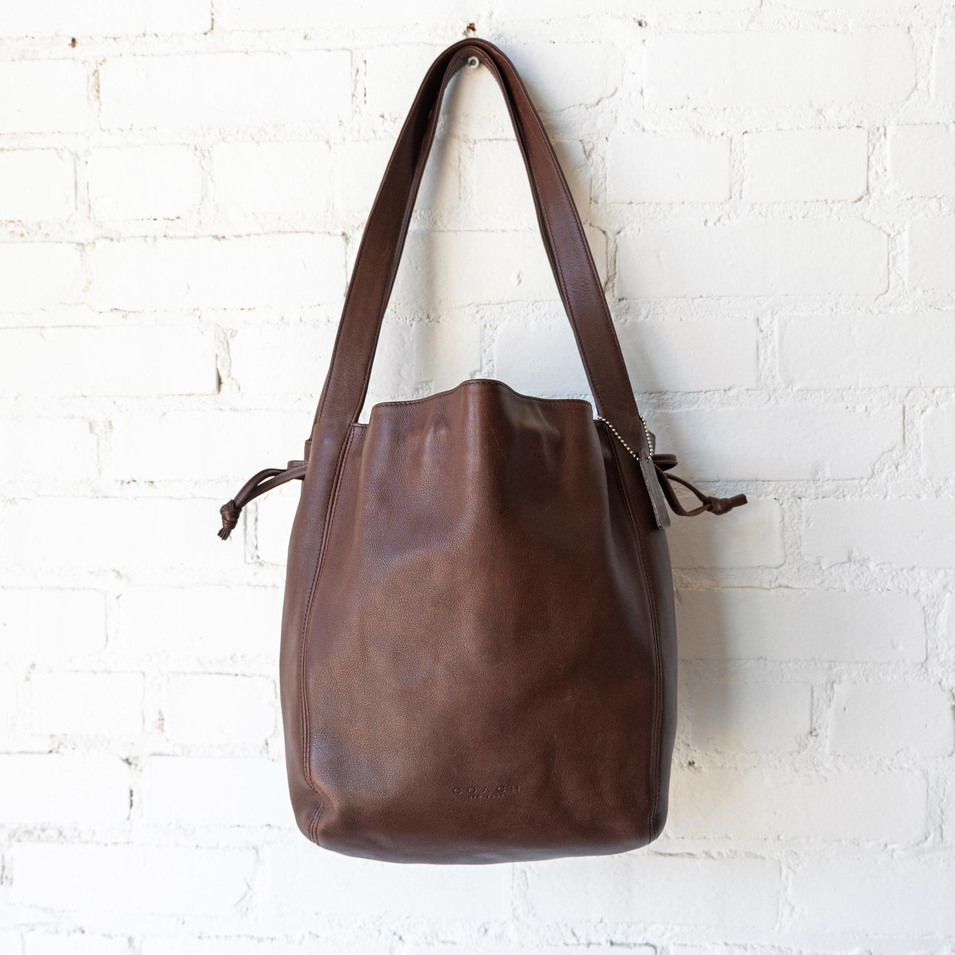 Vintage 90s Coach Lexington Brown Leather Drawstring Bucket Bag #4180 | Designer Shoulder Bag Purse