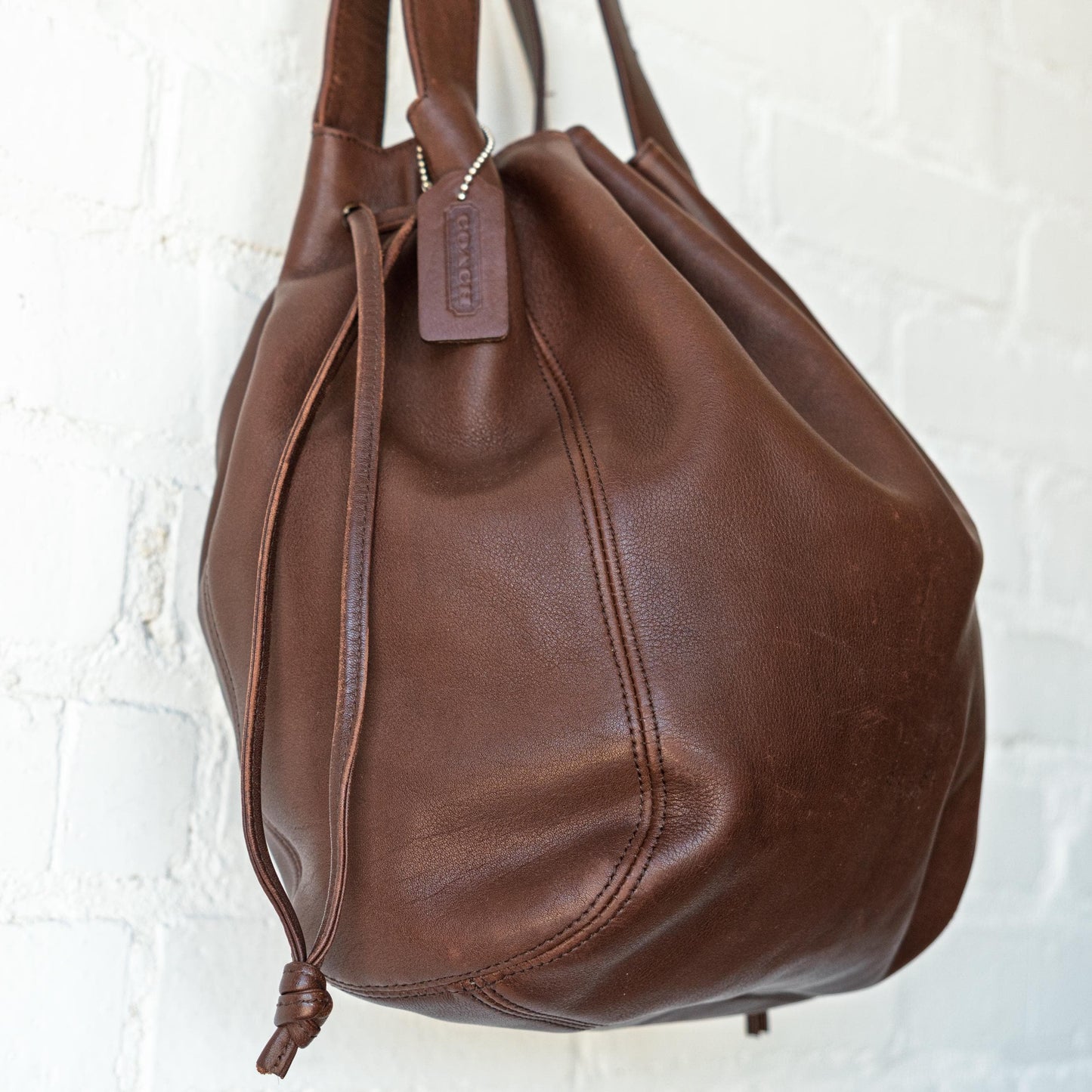 Vintage 90s Coach Lexington Brown Leather Drawstring Bucket Bag #4180 | Designer Shoulder Bag Purse