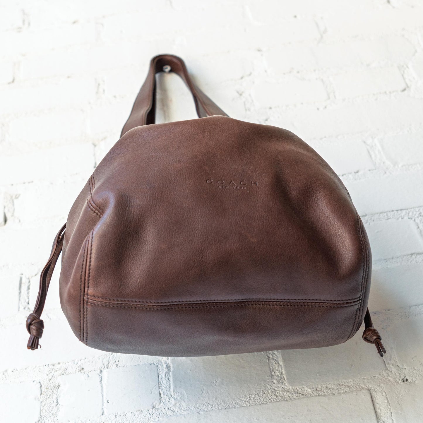 Vintage 90s Coach Lexington Brown Leather Drawstring Bucket Bag #4180 | Designer Shoulder Bag Purse
