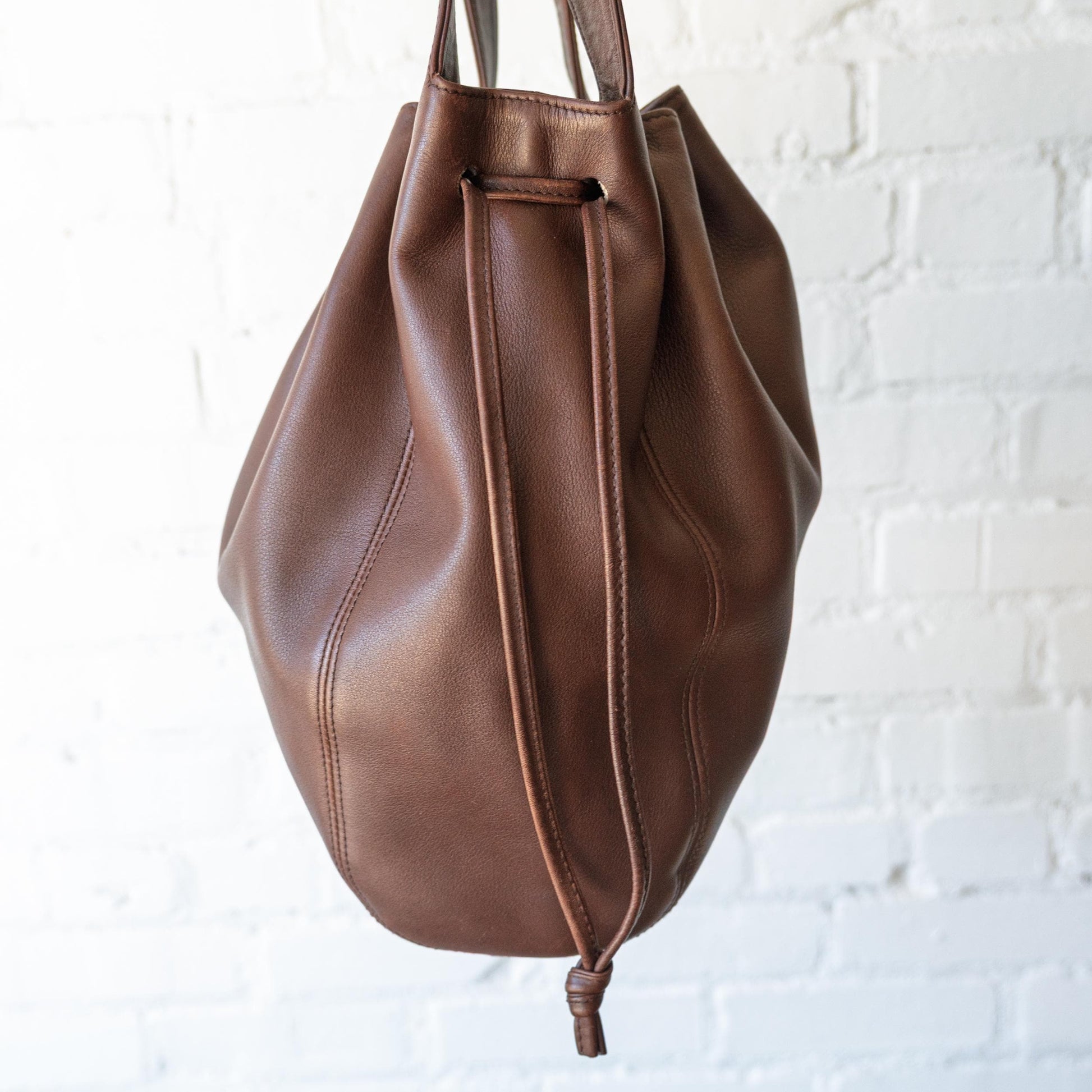 Vintage 90s Coach Lexington Brown Leather Drawstring Bucket Bag #4180 | Designer Shoulder Bag Purse