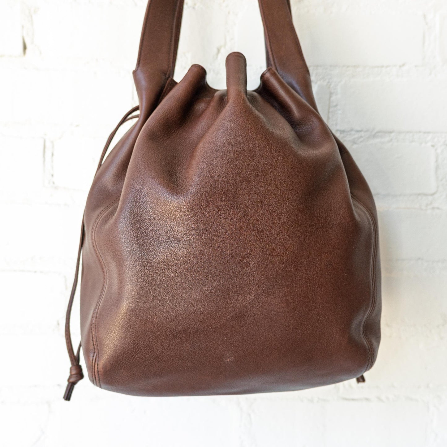 Vintage 90s Coach Lexington Brown Leather Drawstring Bucket Bag #4180 | Designer Shoulder Bag Purse
