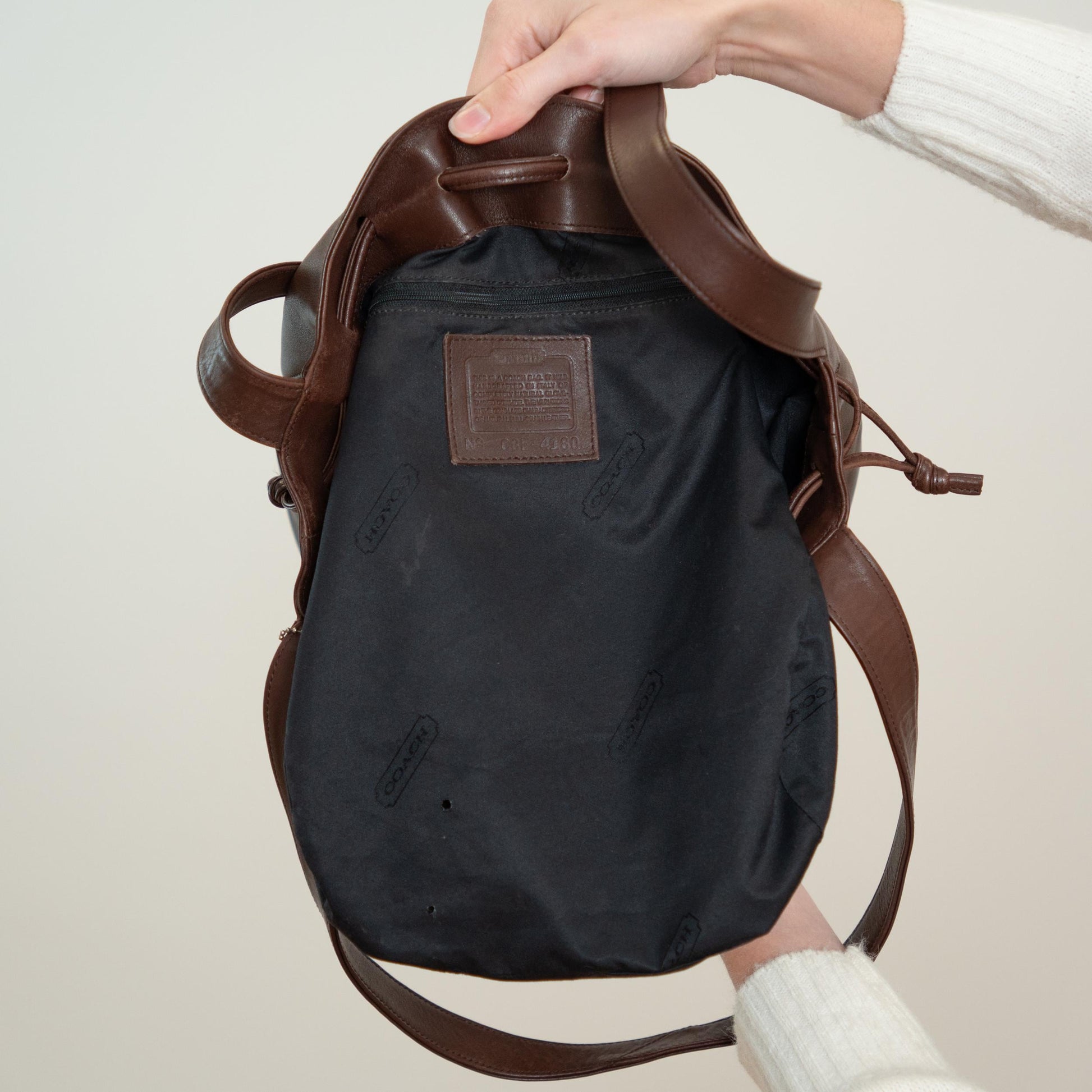 Vintage 90s Coach Lexington Brown Leather Drawstring Bucket Bag #4180 | Designer Shoulder Bag Purse
