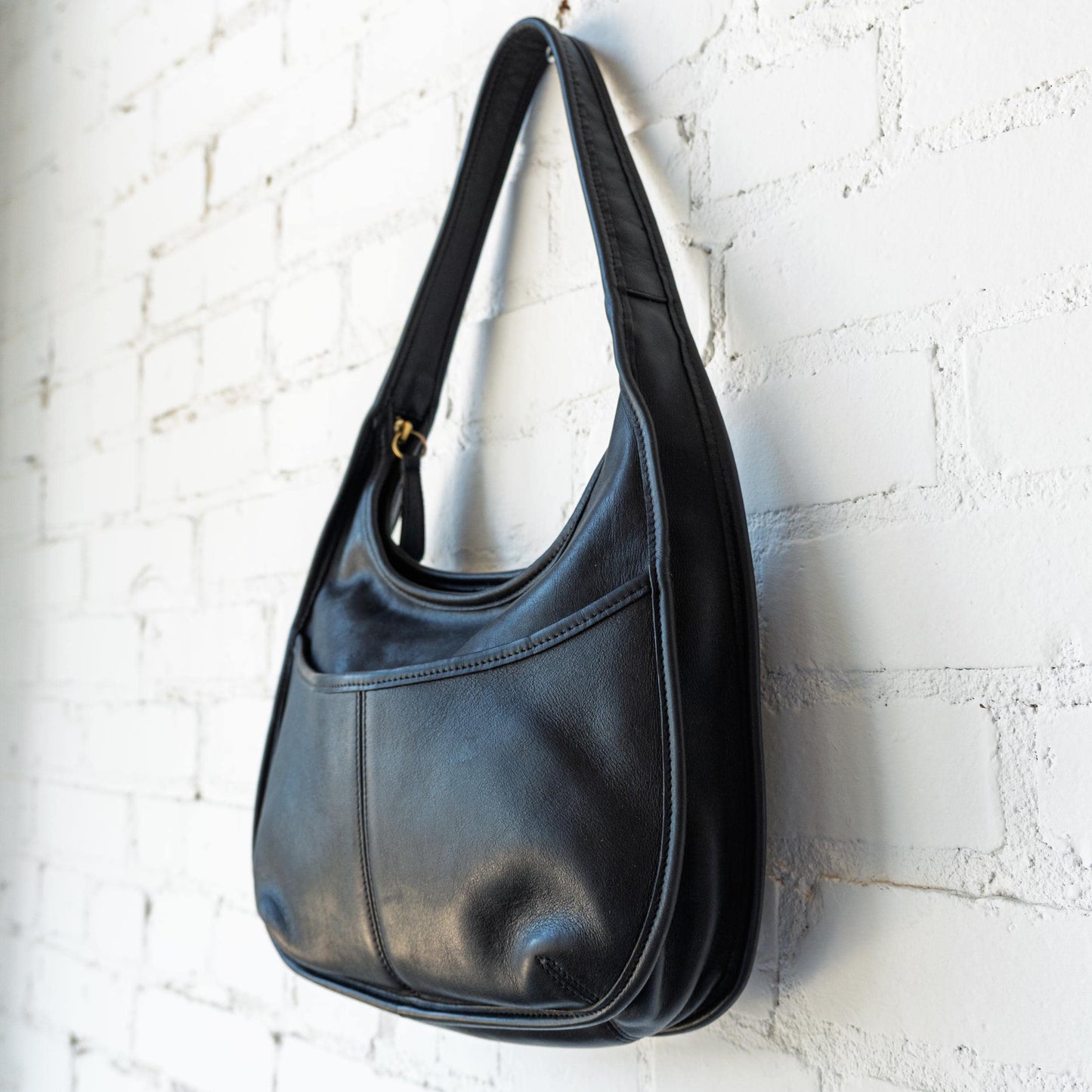 Vintage 90s Coach Ergo Black Leather Hobo Shoulder Bag #9033