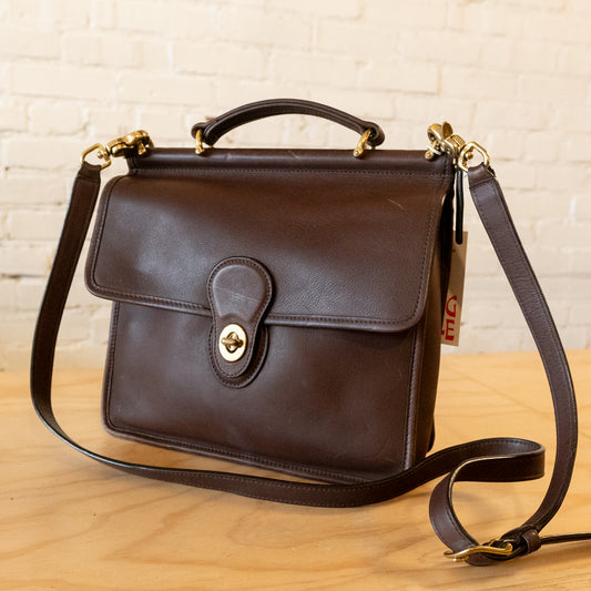 Vintage Y2K Coach Willis Bag Brown Leather Top Handle Crossbody Messenger Bag