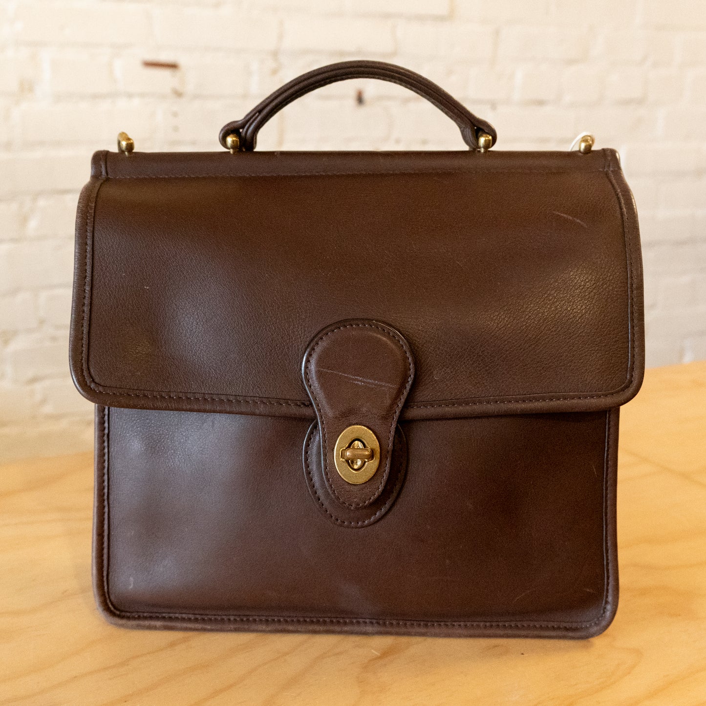 Vintage Y2K Coach Willis Bag Brown Leather Top Handle Crossbody Messenger Bag