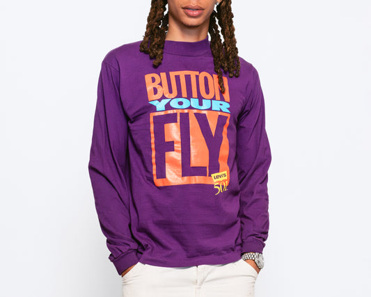 Medium 90s Levi's "Button Your Fly" Long Sleeve T Shirt