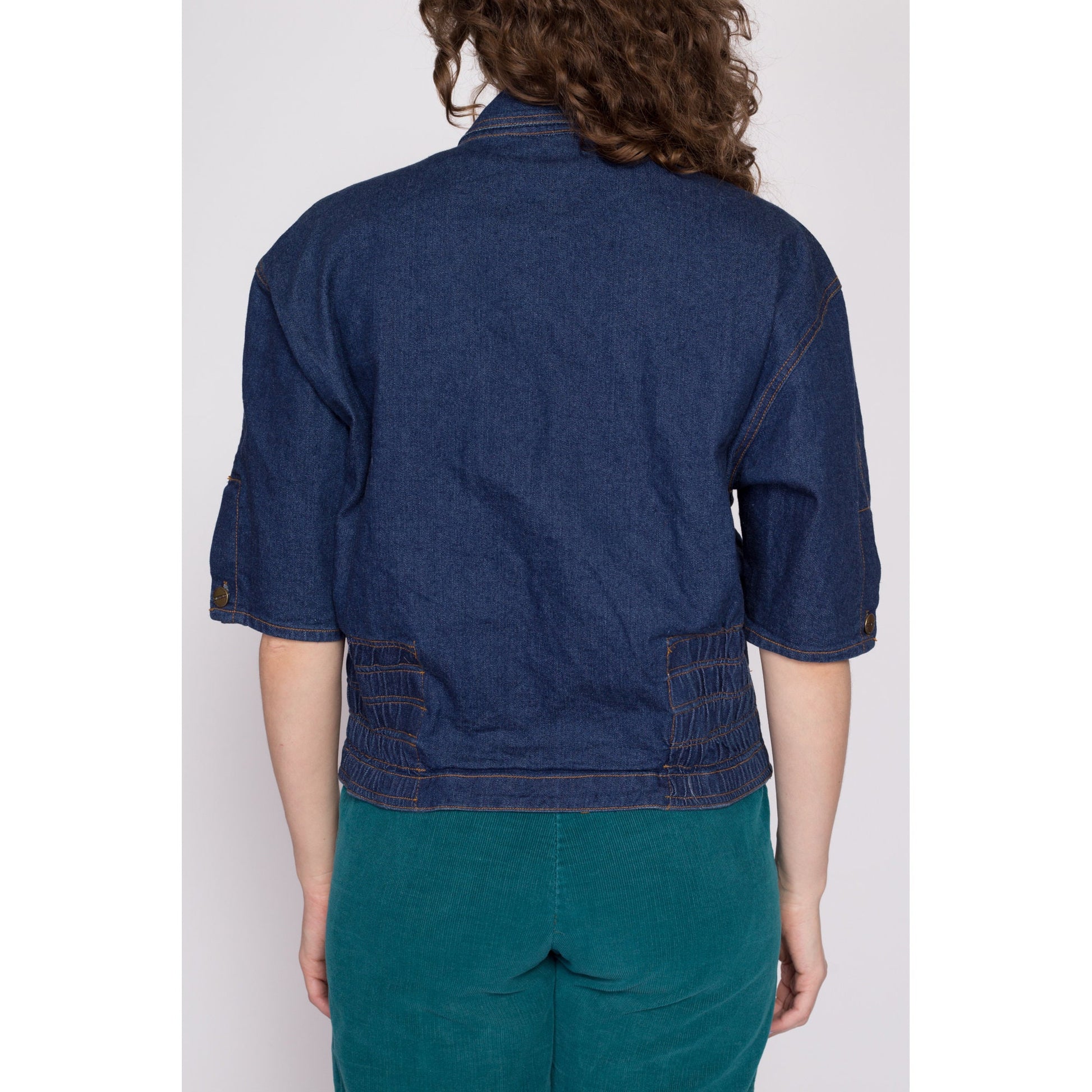 80s Marithe Francois Girbaud Denim Jacket - Small | Vintage Oversize Half Sleeve Asymmetrical Zip Up Jacket