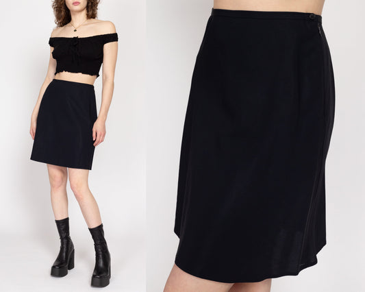 Small 90s Calvin Klein Black Mini Skirt 27" | Vintage A Line High Waisted Minimalist Skirt