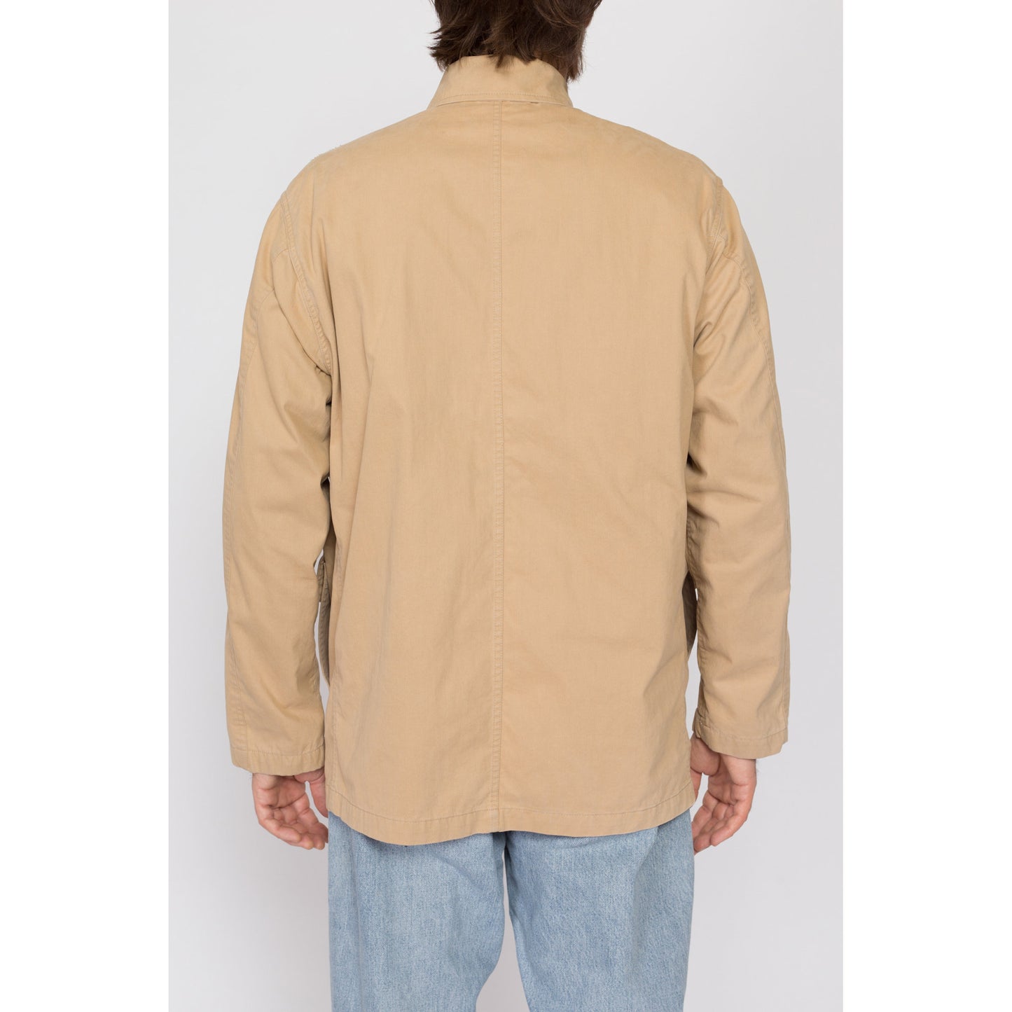 Medium 90s Polo Ralph Lauren Khaki Chore Coat | Vintage Tan Button Up Lightweight Field Jacket