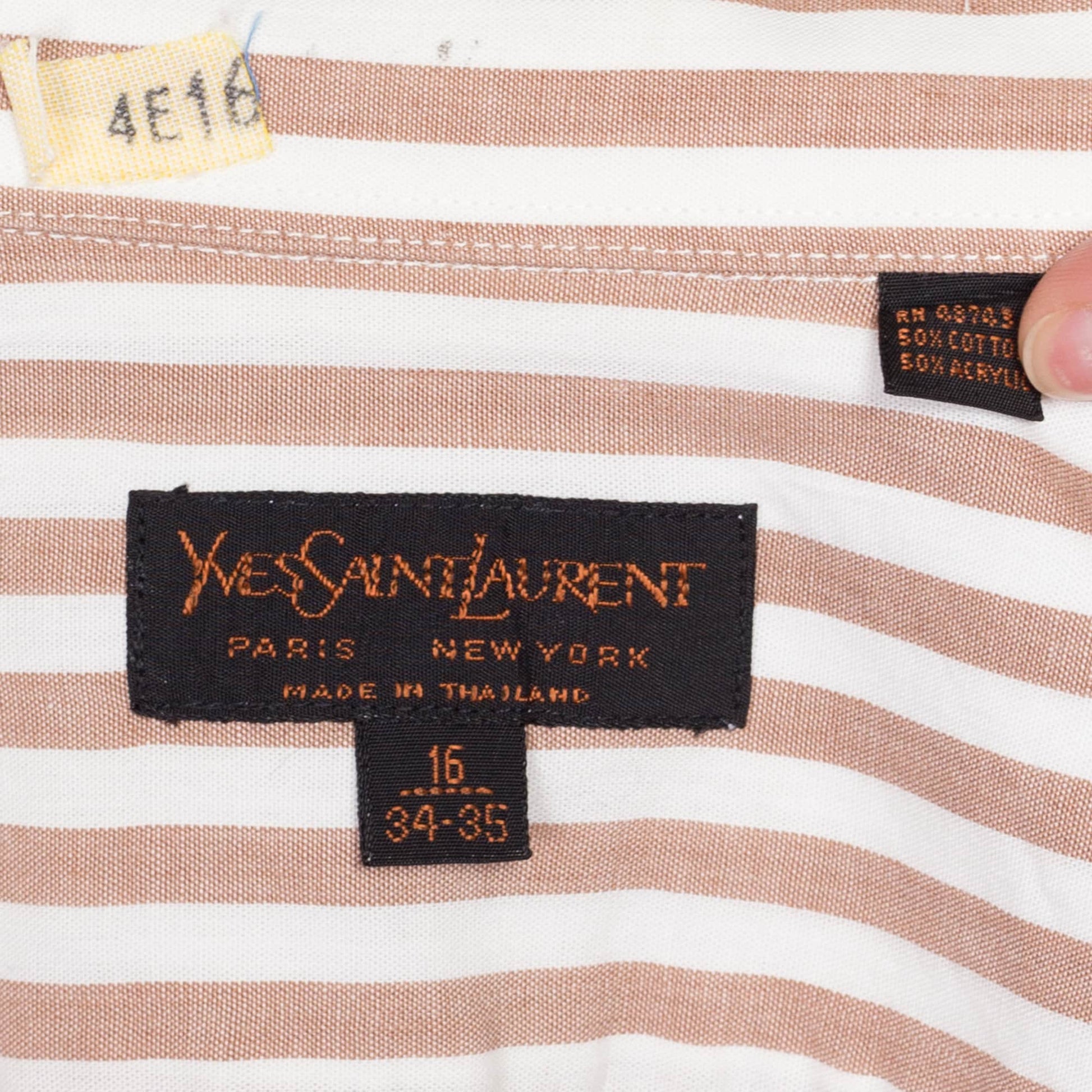 Med-Lrg 70s Yves Saint Laurent Brown & White Striped Shirt 