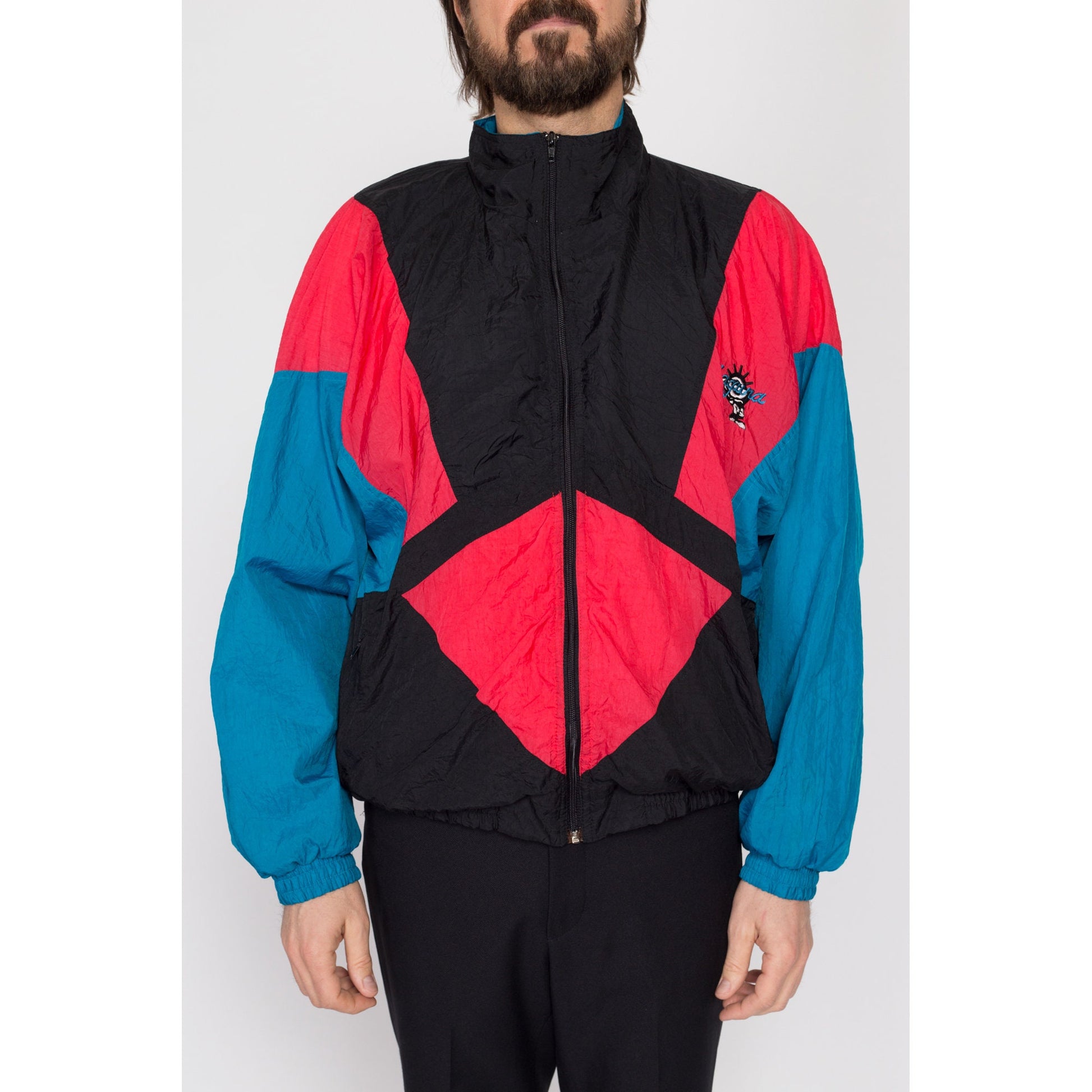 Medium 80s Laguna Color Block Streetwear Windbreaker | Vintage Zip Up Lightweight Surfer Jacket