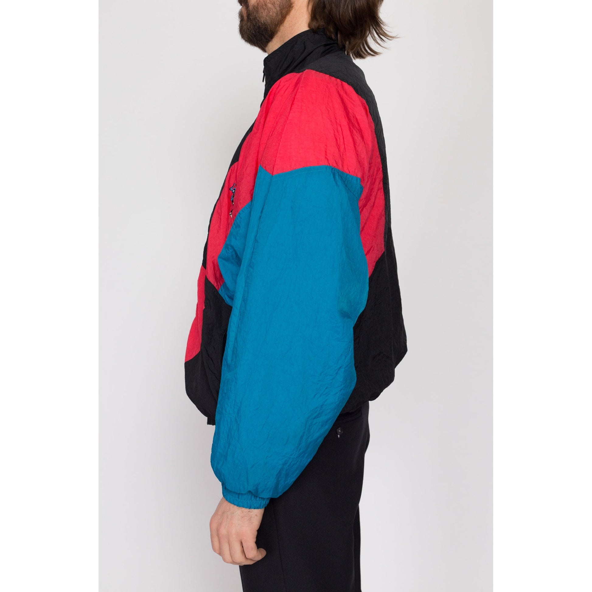 Medium 80s Laguna Color Block Streetwear Windbreaker | Vintage Zip Up Lightweight Surfer Jacket