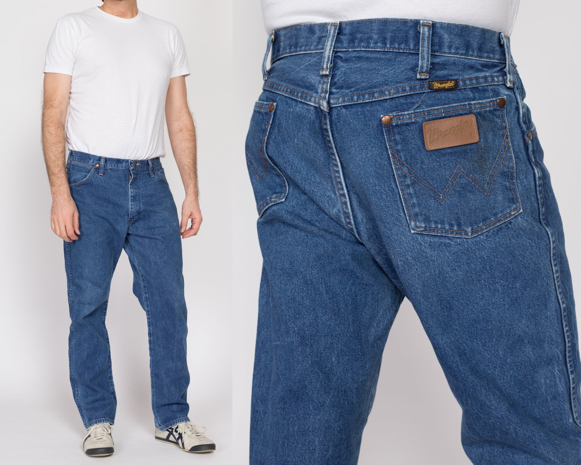 34x30 80s Wrangler Jeans | Vintage Medium Wash Denim Made In USA Straight Leg Jeans