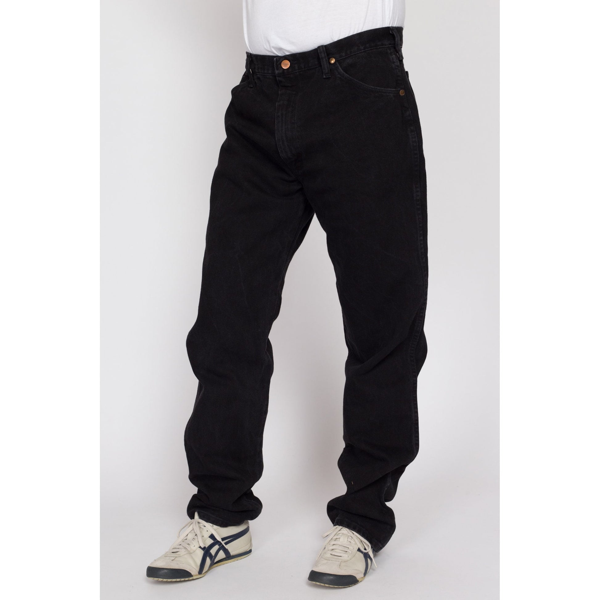35x34 90s Wrangler Black Jeans | Vintage Made In USA Denim Straight Leg Jeans