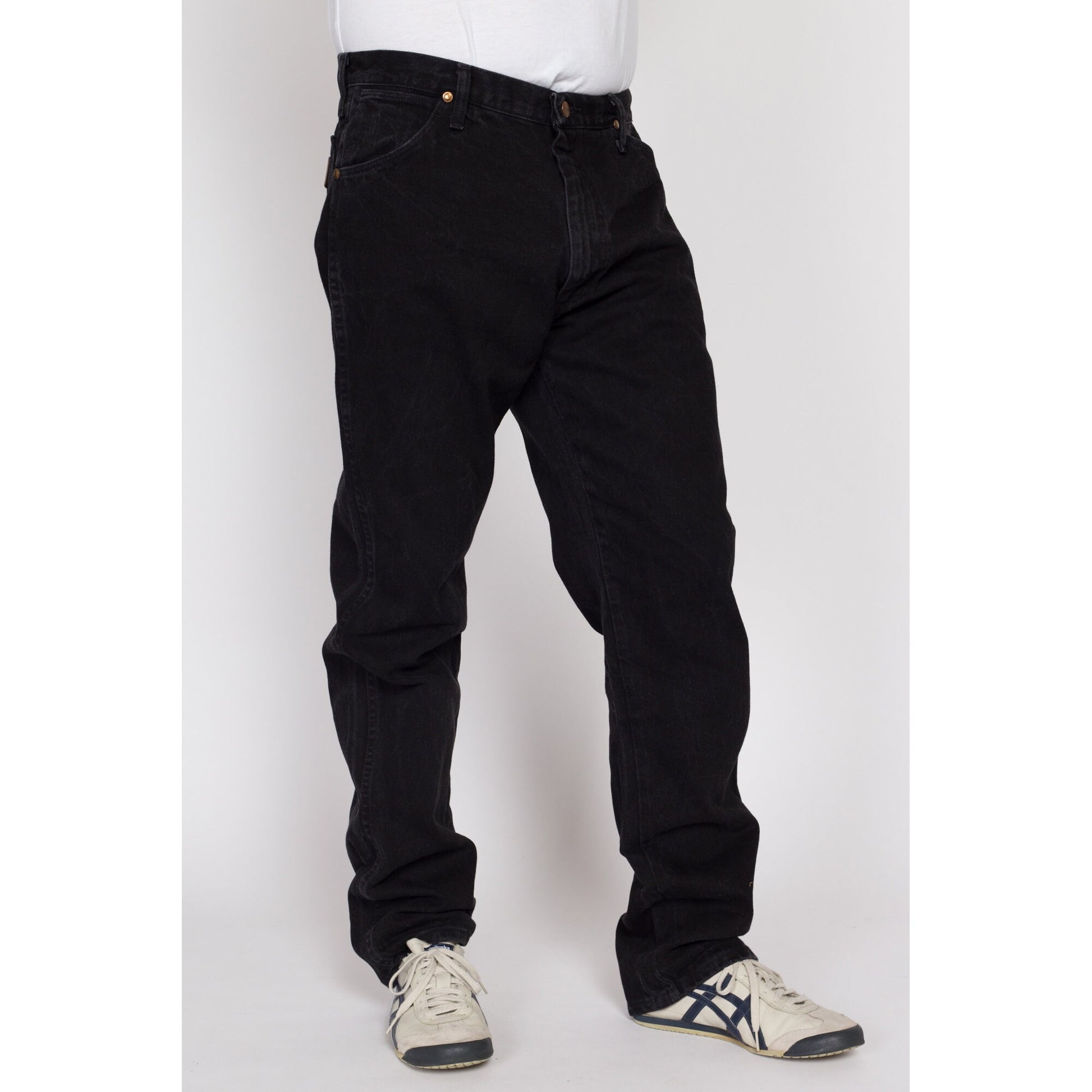 35x34 90s Wrangler Black Jeans | Vintage Made In USA Denim Straight Leg Jeans