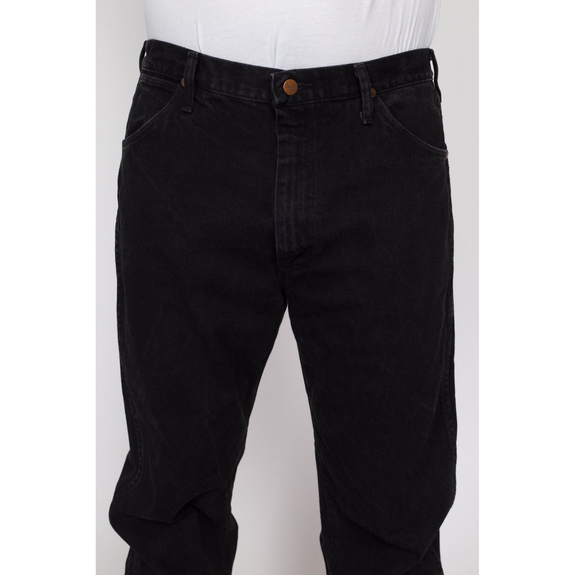 35x34 90s Wrangler Black Jeans | Vintage Made In USA Denim Straight Leg Jeans