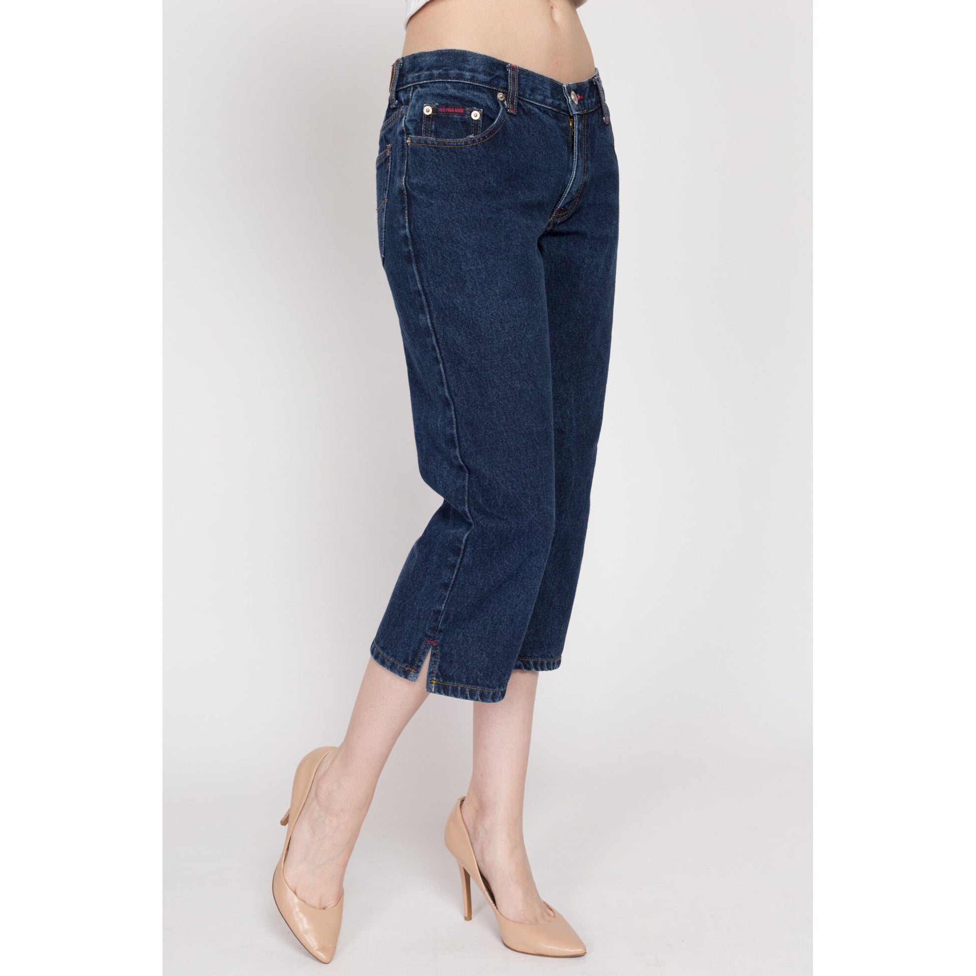Small 90s Dark Wash Capri Jeans | Vintage Mid Rise US Polo Assn Short Cropped Denim Pants