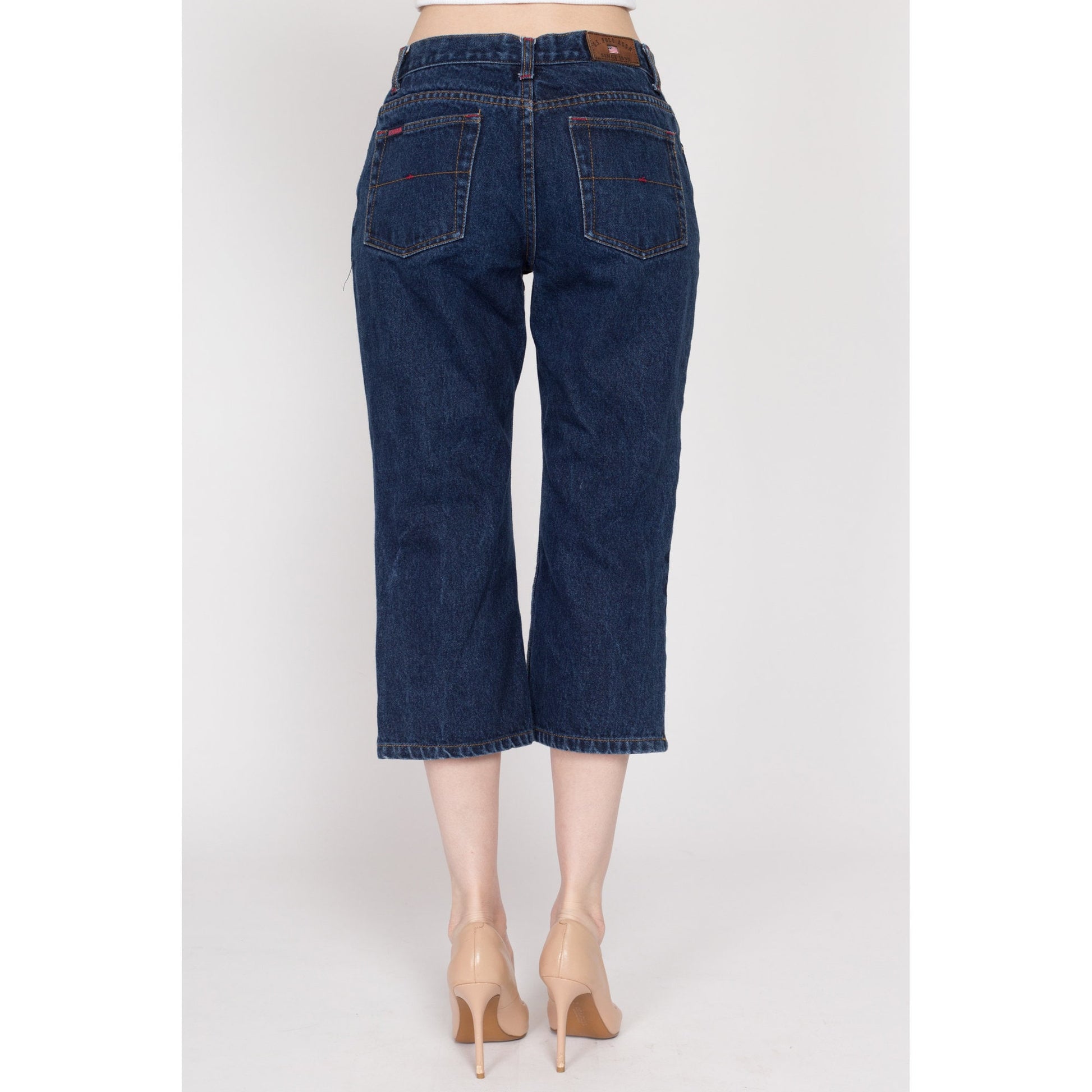 Small 90s Dark Wash Capri Jeans | Vintage Mid Rise US Polo Assn Short Cropped Denim Pants