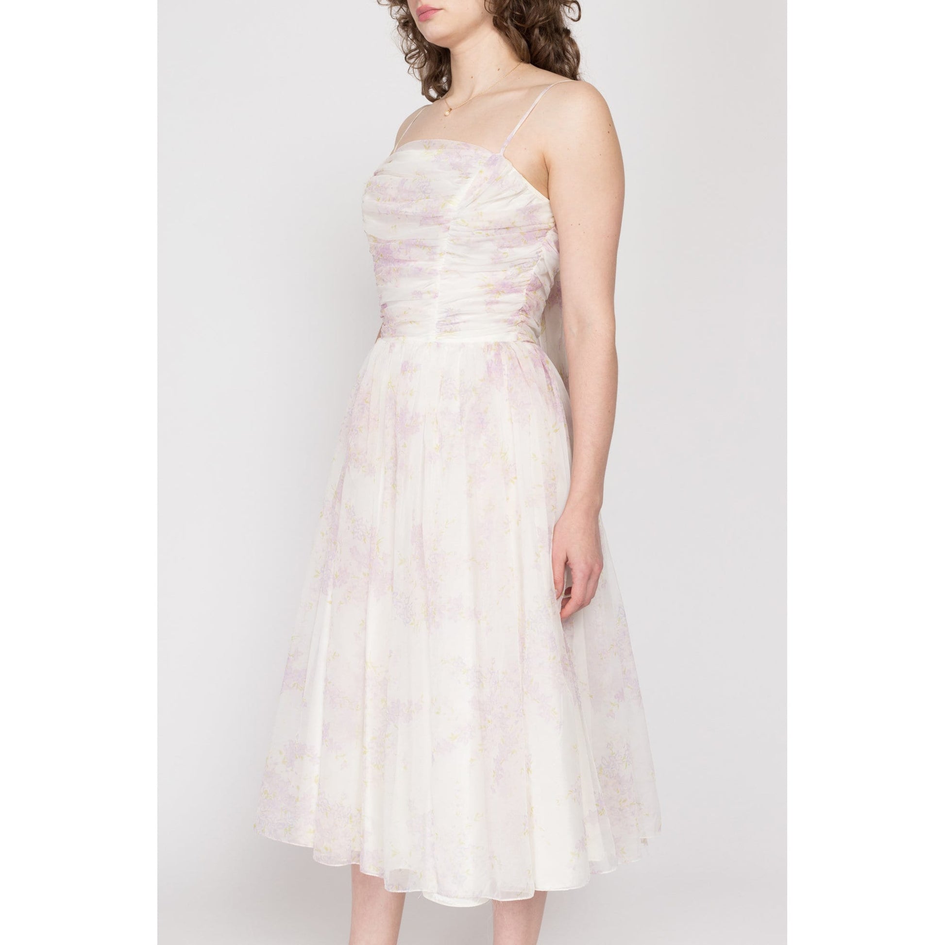 50s 60s Lorrie Deb White Floral Fit & Flare Party Dress - Small Flying Apple Vintage 50s 60s Lorrie Deb White Floral Fit & Flare Party Dress - Small Flying Apple Vintage