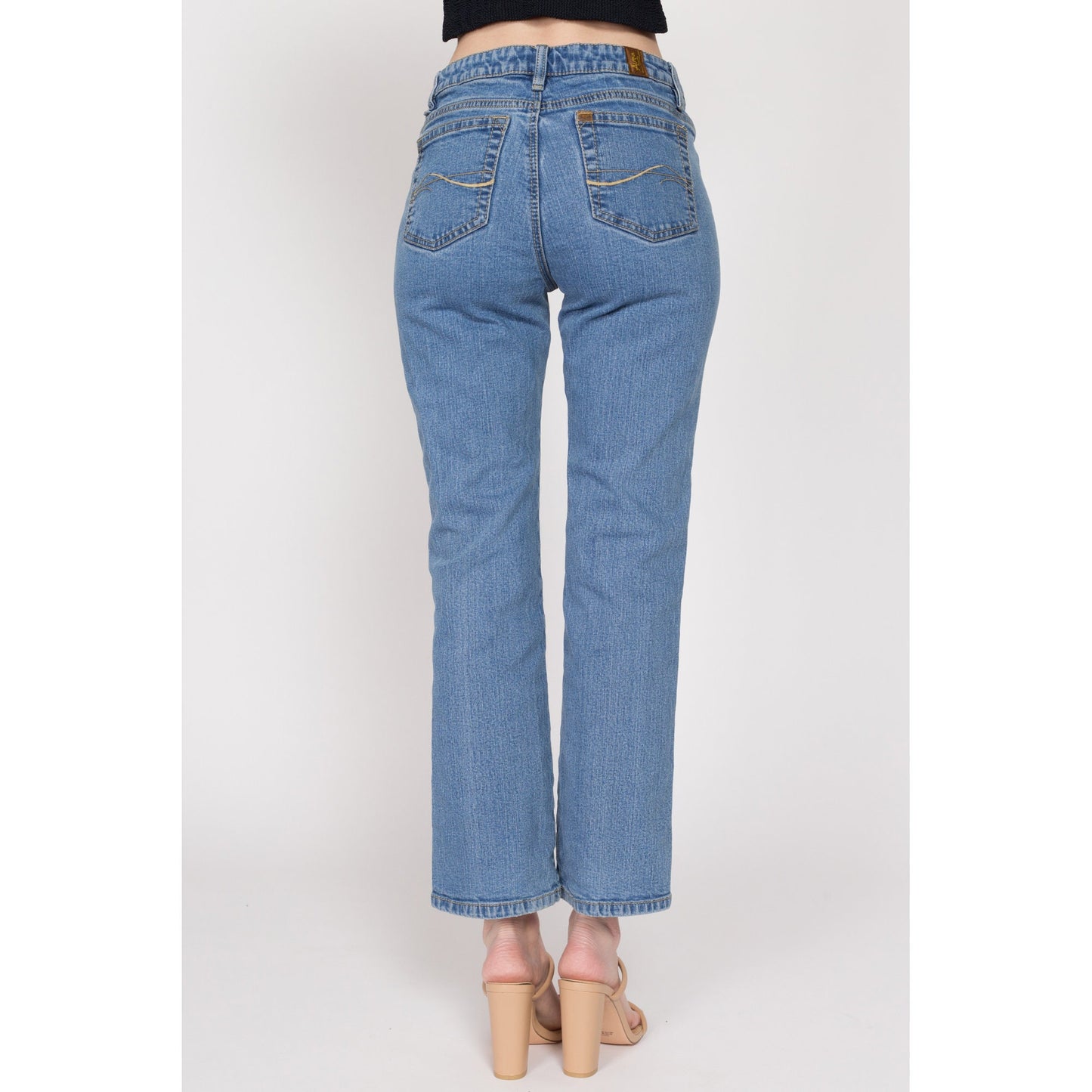 Petite Small Y2K Mid Rise Ankle Jeans | Vintage Aura Wrangler Straight Leg Jeans