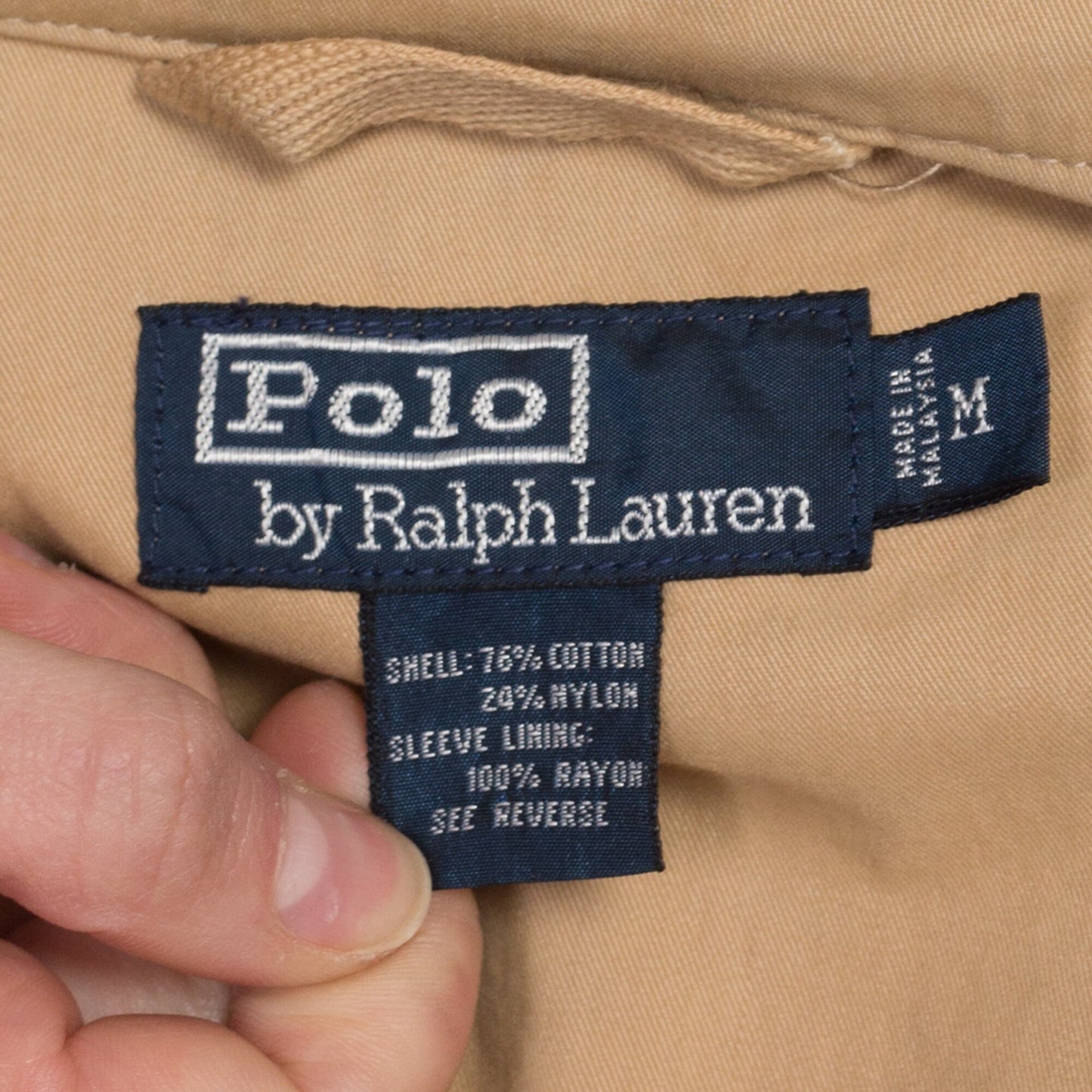 Medium 90s Polo Ralph Lauren Khaki Chore Coat | Vintage Tan Button Up Lightweight Field Jacket