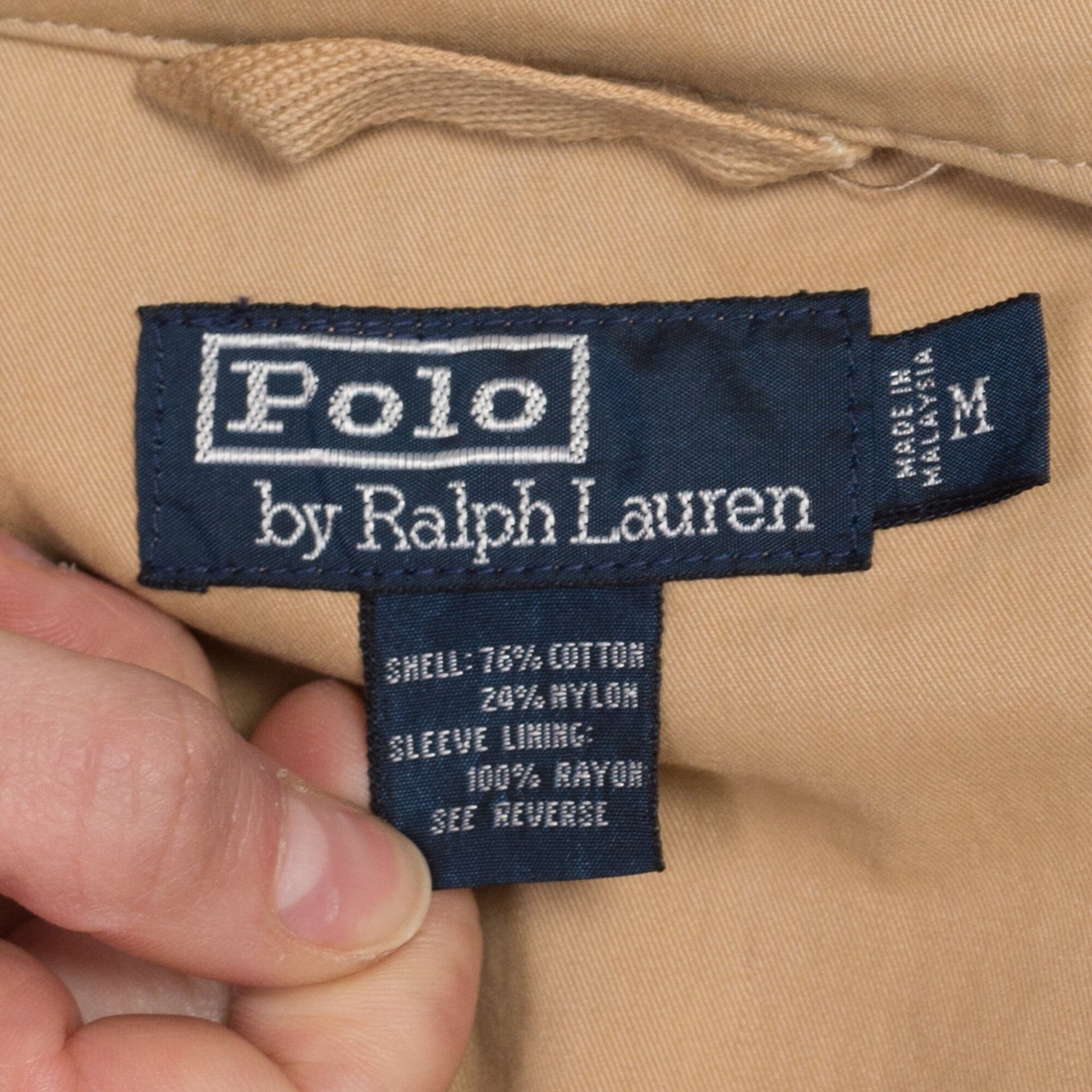 Medium 90s Polo Ralph Lauren Khaki Chore Coat | Vintage Tan Button Up Lightweight Field Jacket