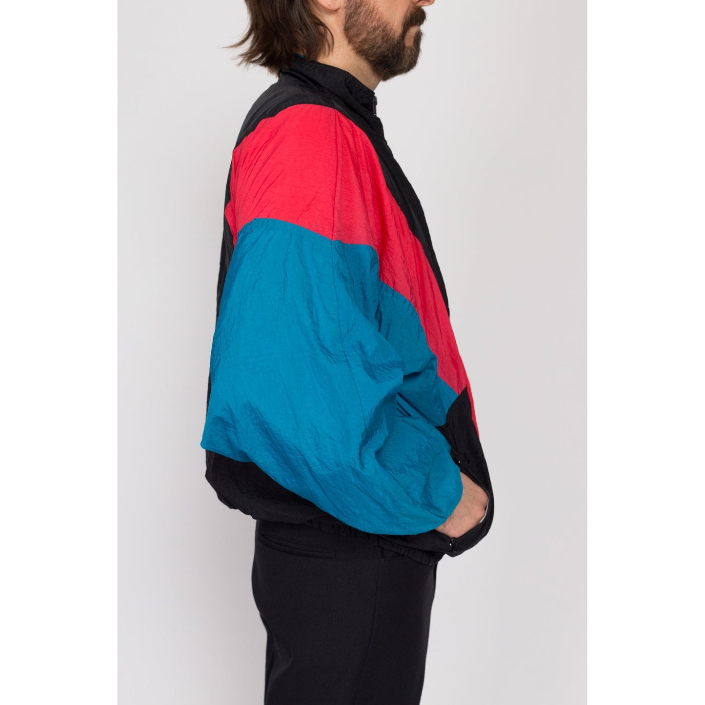 Medium 80s Laguna Color Block Streetwear Windbreaker | Vintage Zip Up Lightweight Surfer Jacket