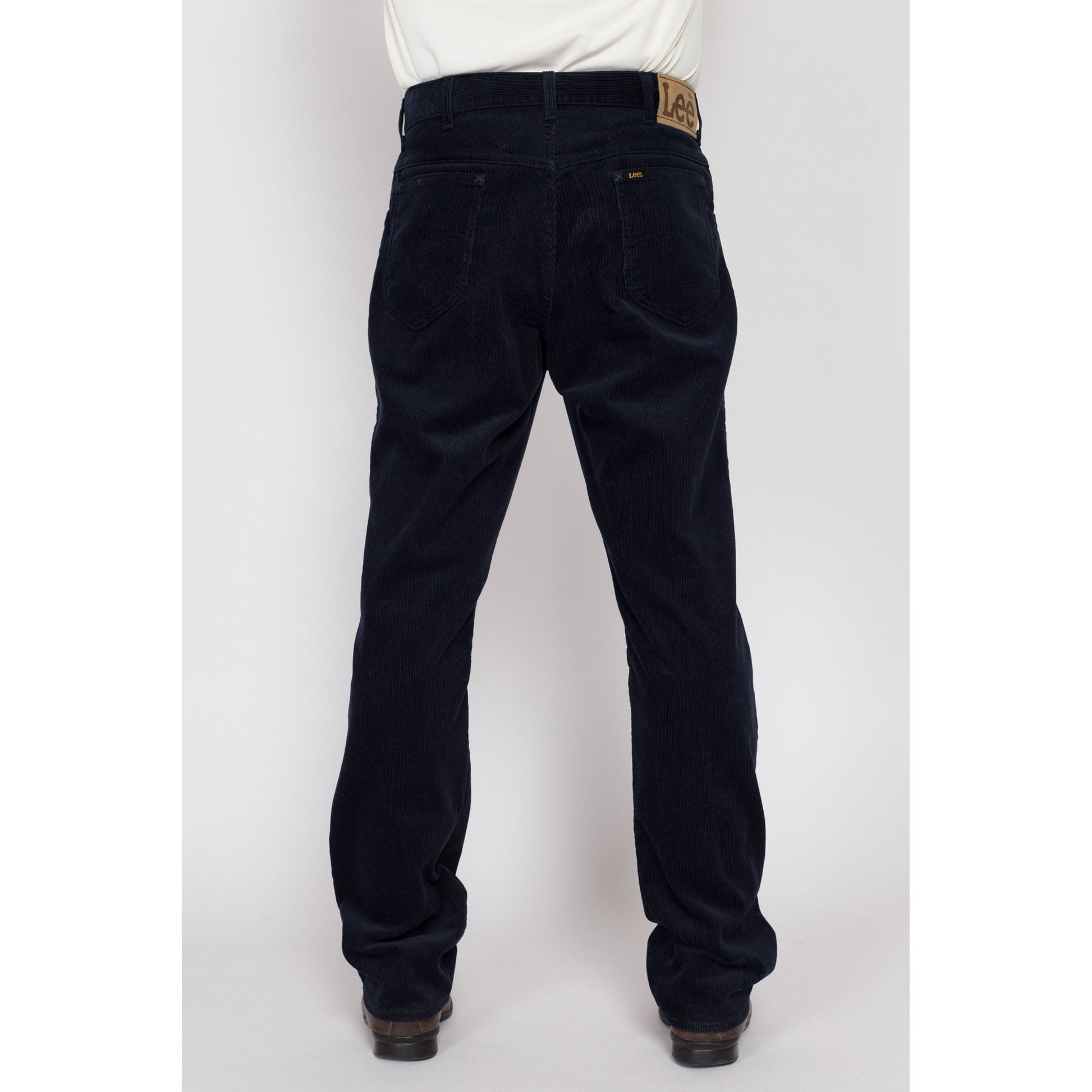 34x32 80s Lee Riders Navy Blue Corduroy Trousers | Vintage Union Made Straight Leg Pants