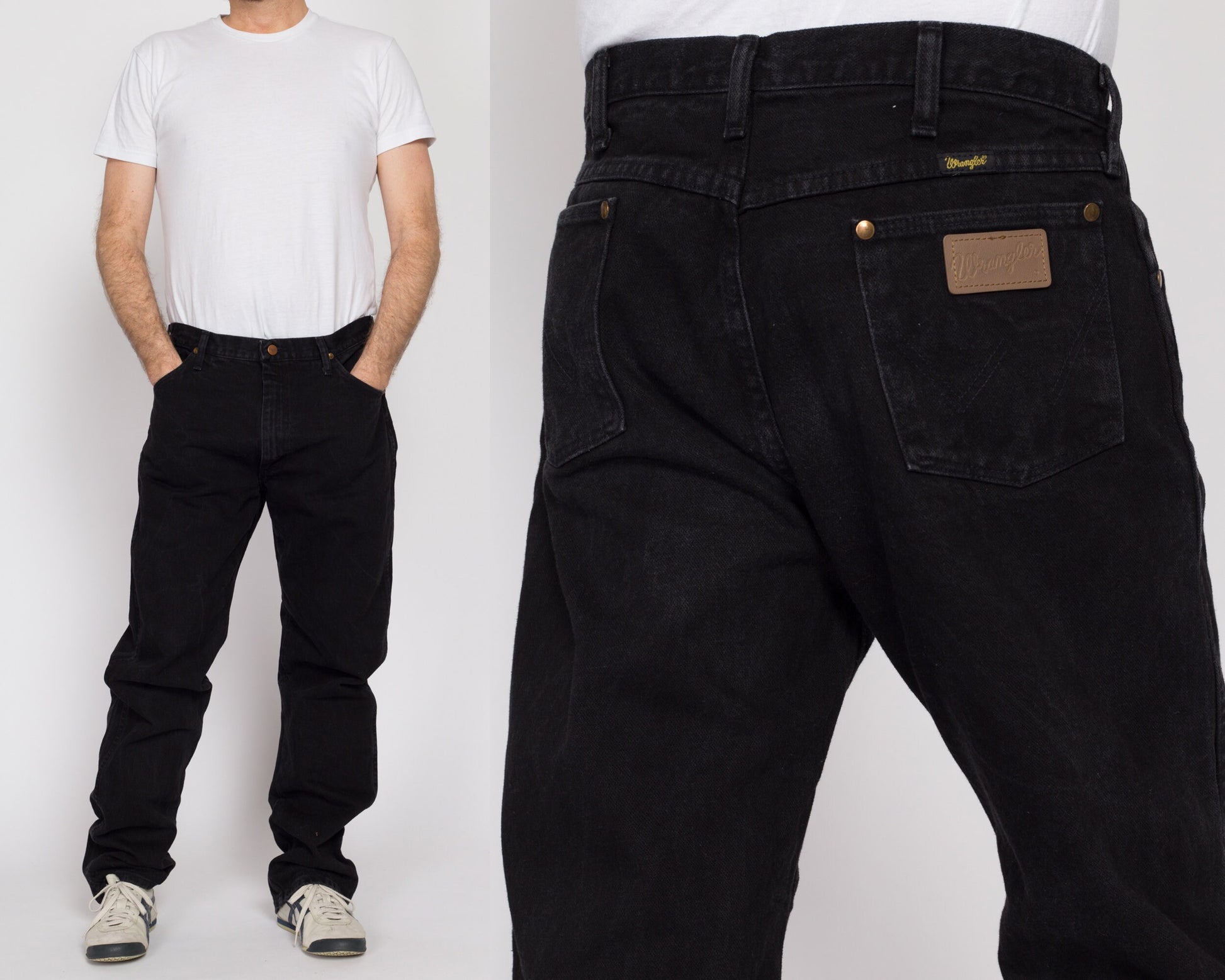 35x34 90s Wrangler Black Jeans | Vintage Made In USA Denim Straight Leg Jeans