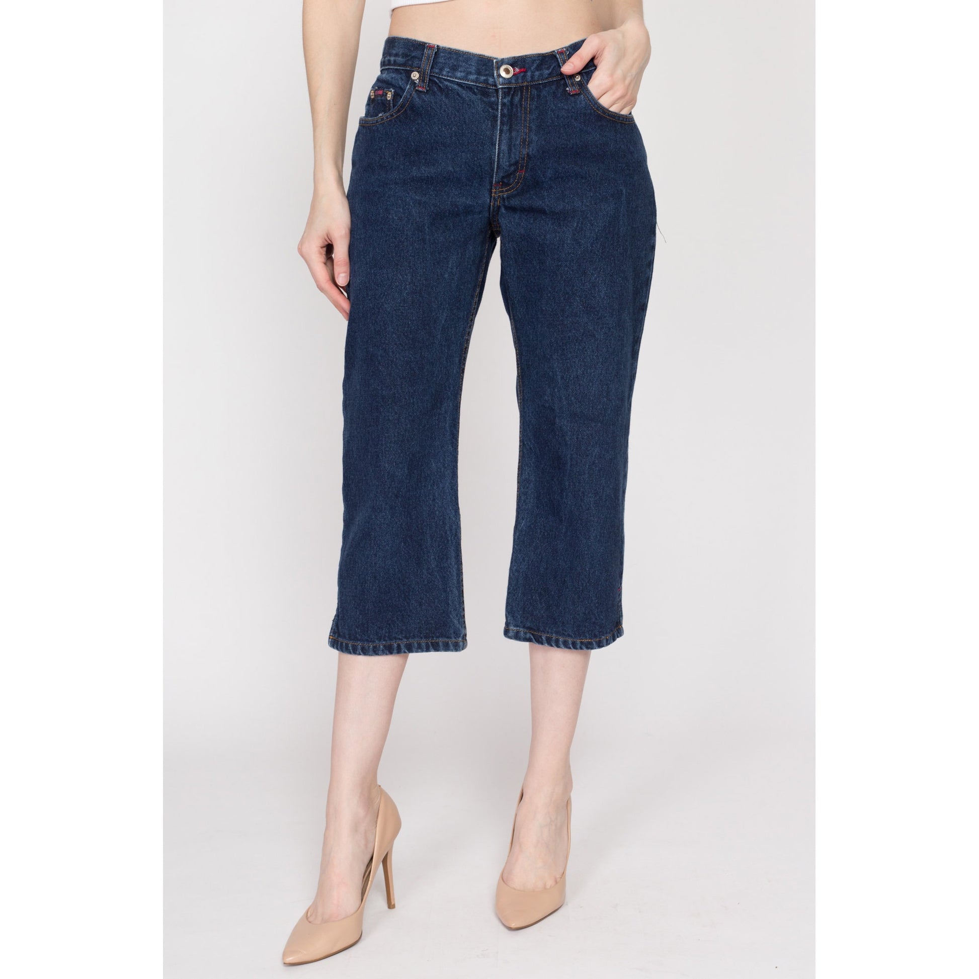 Small 90s Dark Wash Capri Jeans | Vintage Mid Rise US Polo Assn Short Cropped Denim Pants