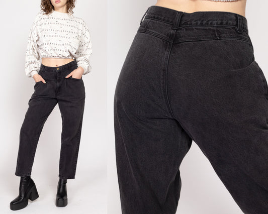 Medium 80s Black High Waisted Pleated Jeans 29" | Vintage Streetwear Denim Statement Mom Jeans