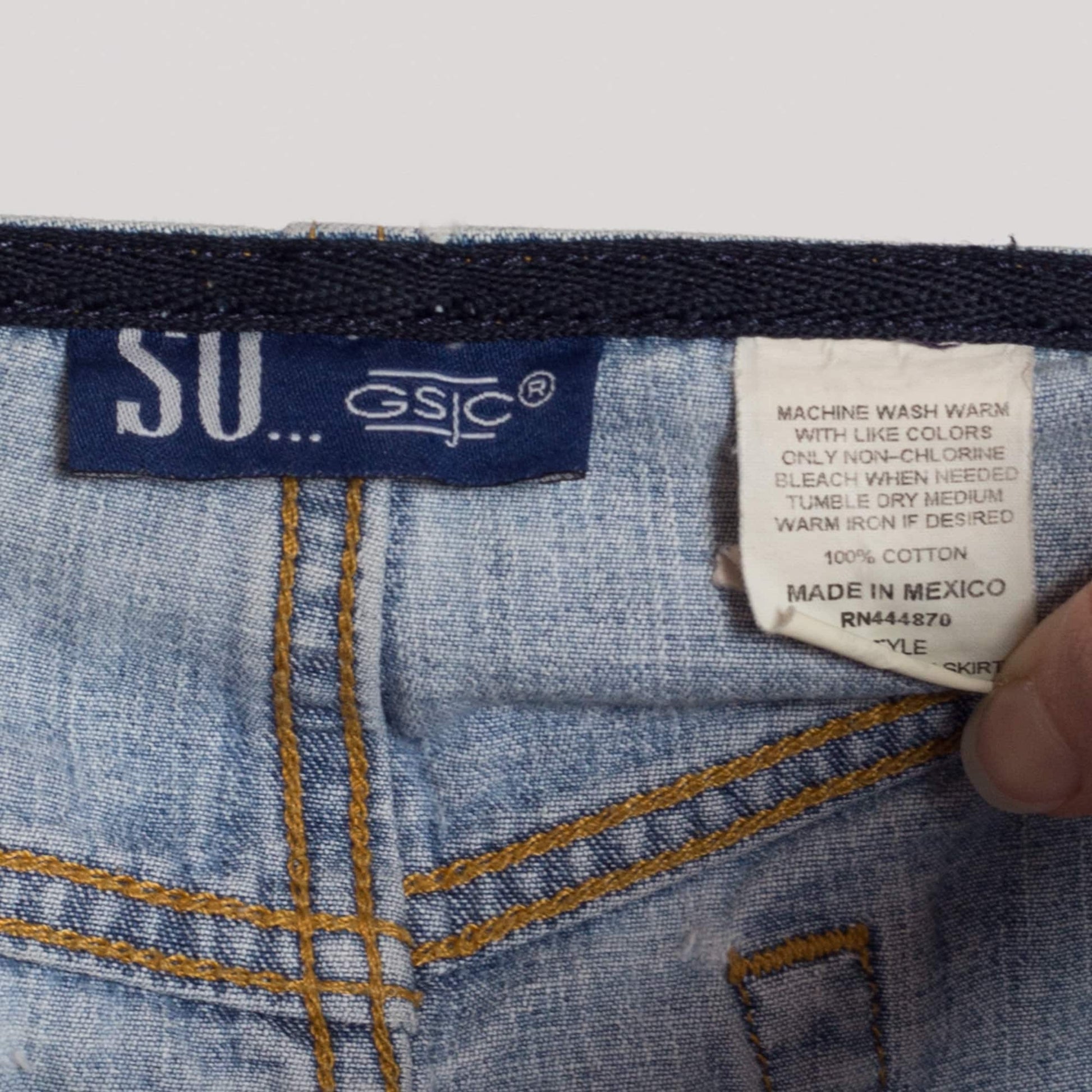 Small Y2K Low Rise Jean Mini Skirt | Vintage Faded Light Wash Denim A Line No Waist Miniskirt