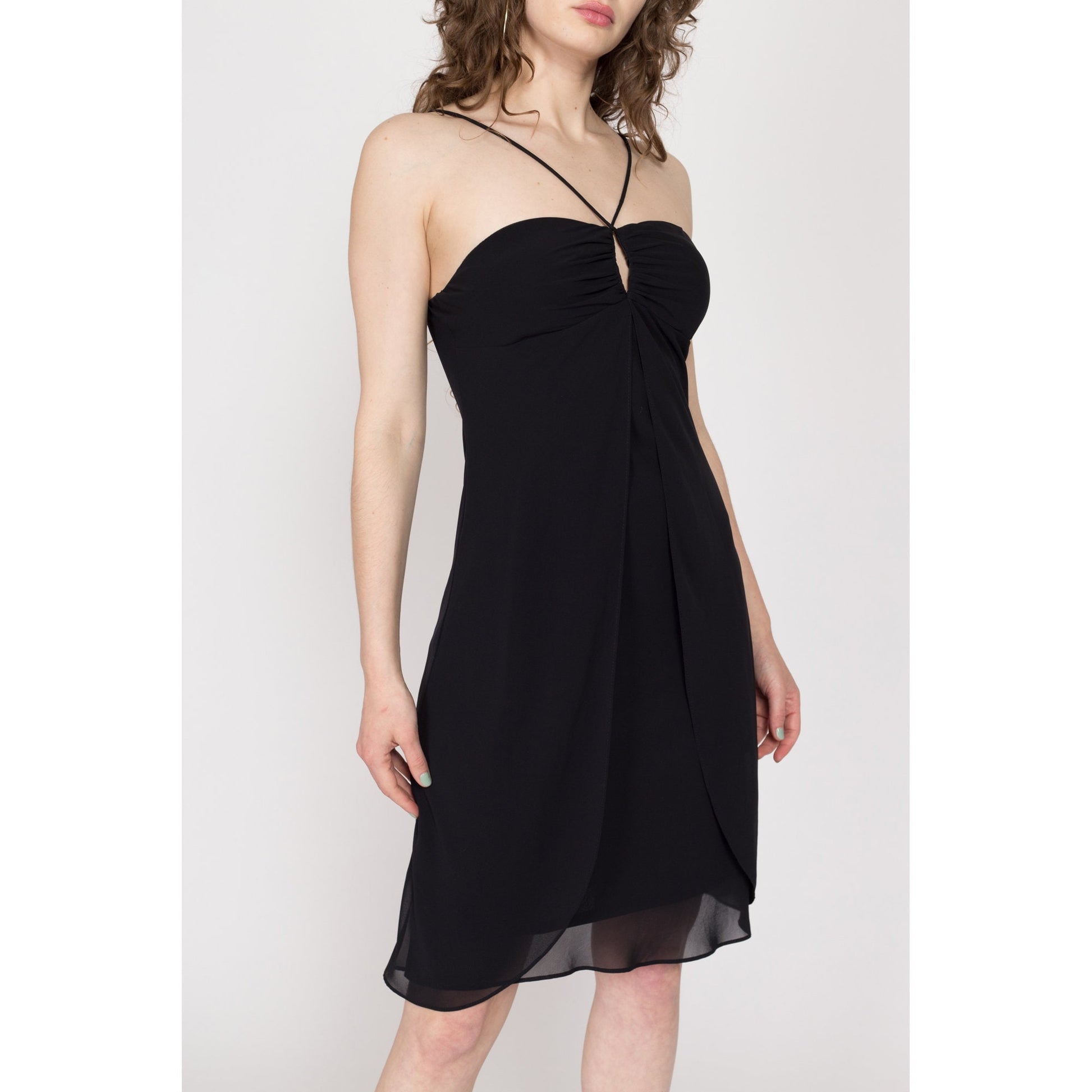 90s Flowy Black Mini Party Dress - Small to Medium Flying Apple Vintage 90s Flowy Black Mini Party Dress - Small to Medium Flying Apple Vintage