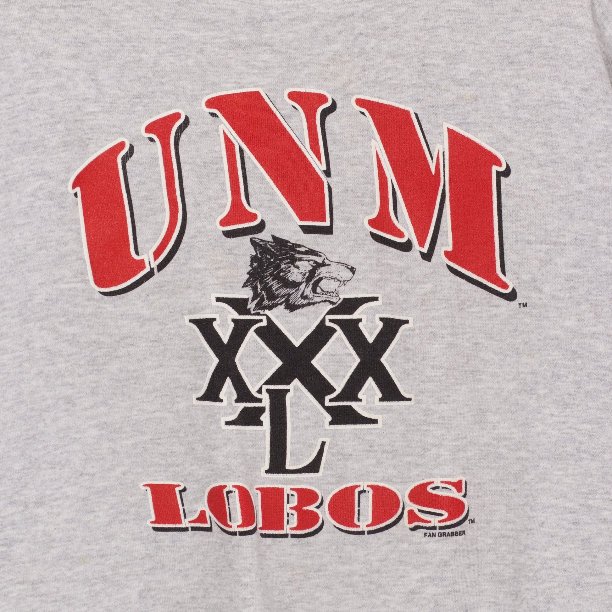 Medium 90s University Of New Mexico Lobos Sweatshirt | Vintage Heather Grey Collegiate Graphic Crewneck