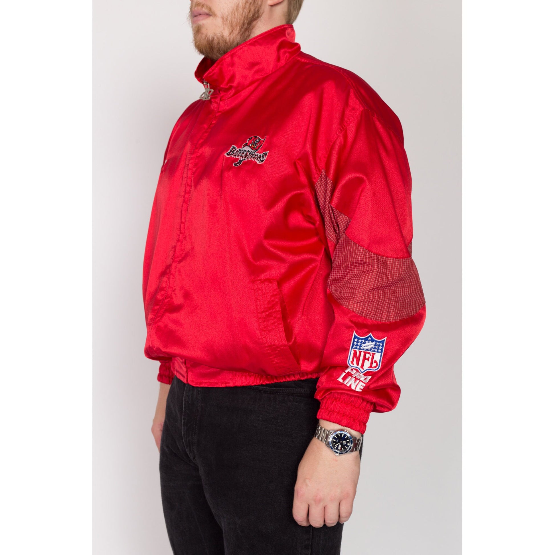 2X 90s Tampa Bay Buccaneers NFL Pro Line Red Satin Jacket | Vintage Logo Athletic Football Windbreaker