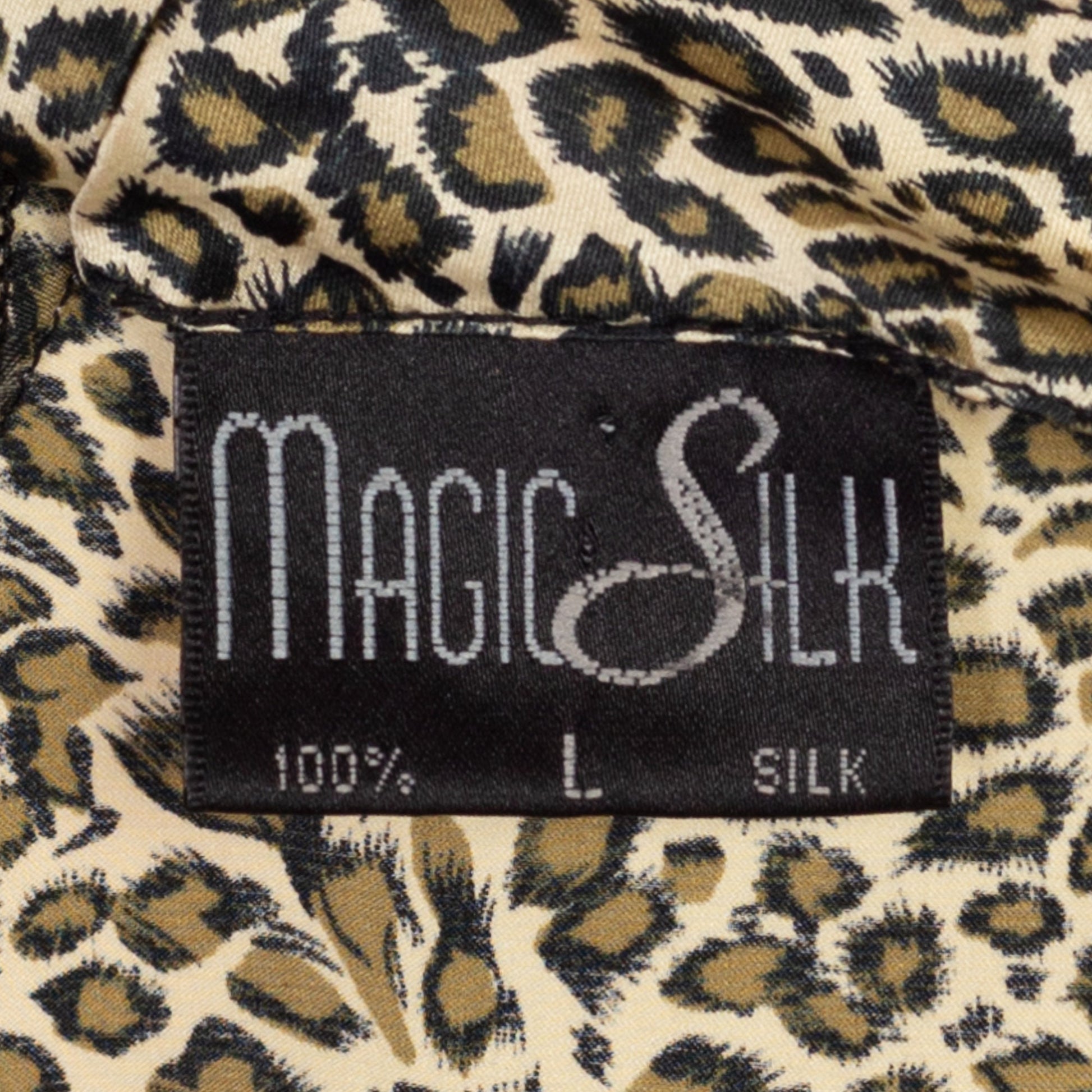 Large 90s Silk Leopard Print Camisole | Vintage Low Back Satin Lingerie Slip Top