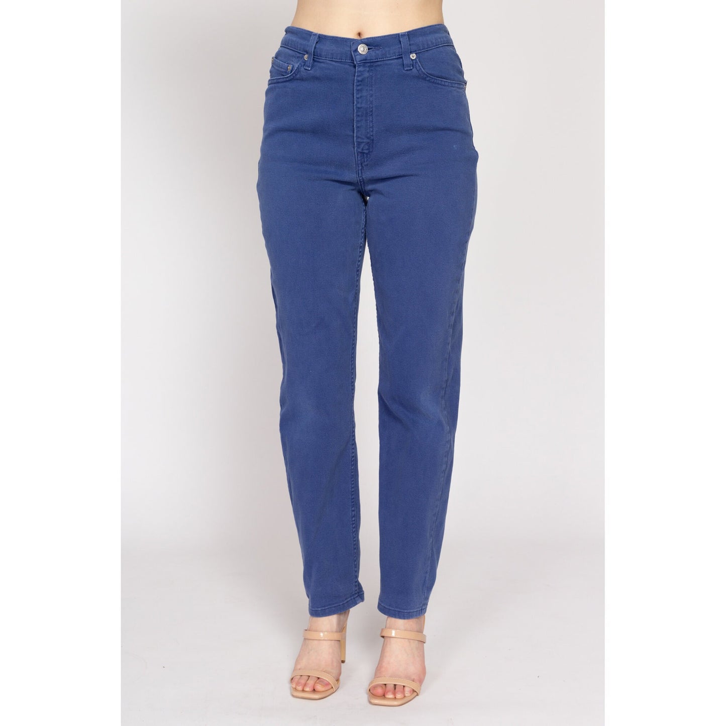 Medium 90s Levis 512 High Waisted Jeans 29" | Vintage Levi's Periwinkle Blue Denim Slim Tapered Leg Stretchy Mom Jeans