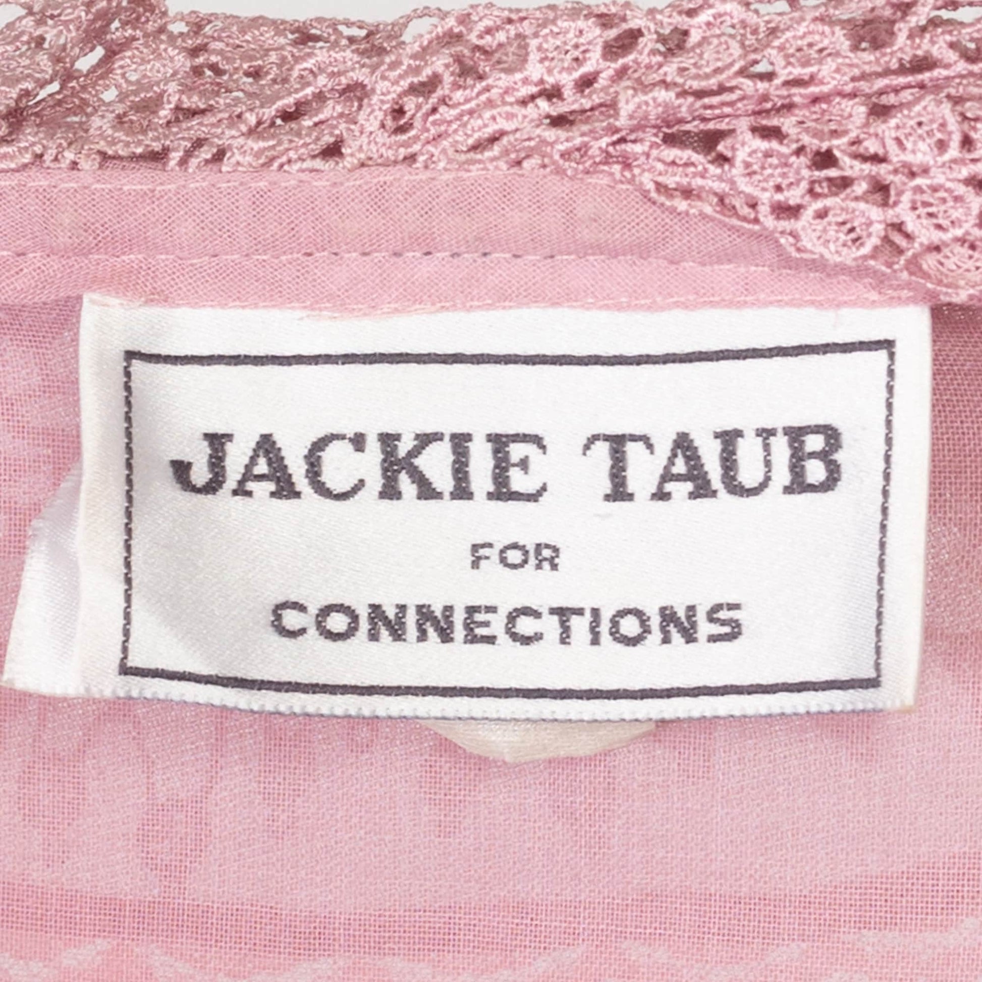 Medium 80s Sheer Dusty Pink Lace Collar Midi Dress | Vintage Jackie Taub Ruffle Deep V Neck Long Sleeve Retro Shirtdress