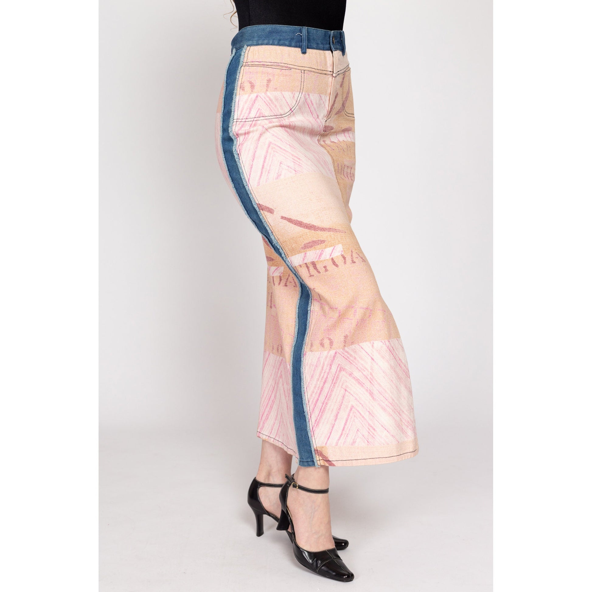 Medium 90s Y2K Feedsack Print Denim Maxi Skirt – Flying Apple Vintage