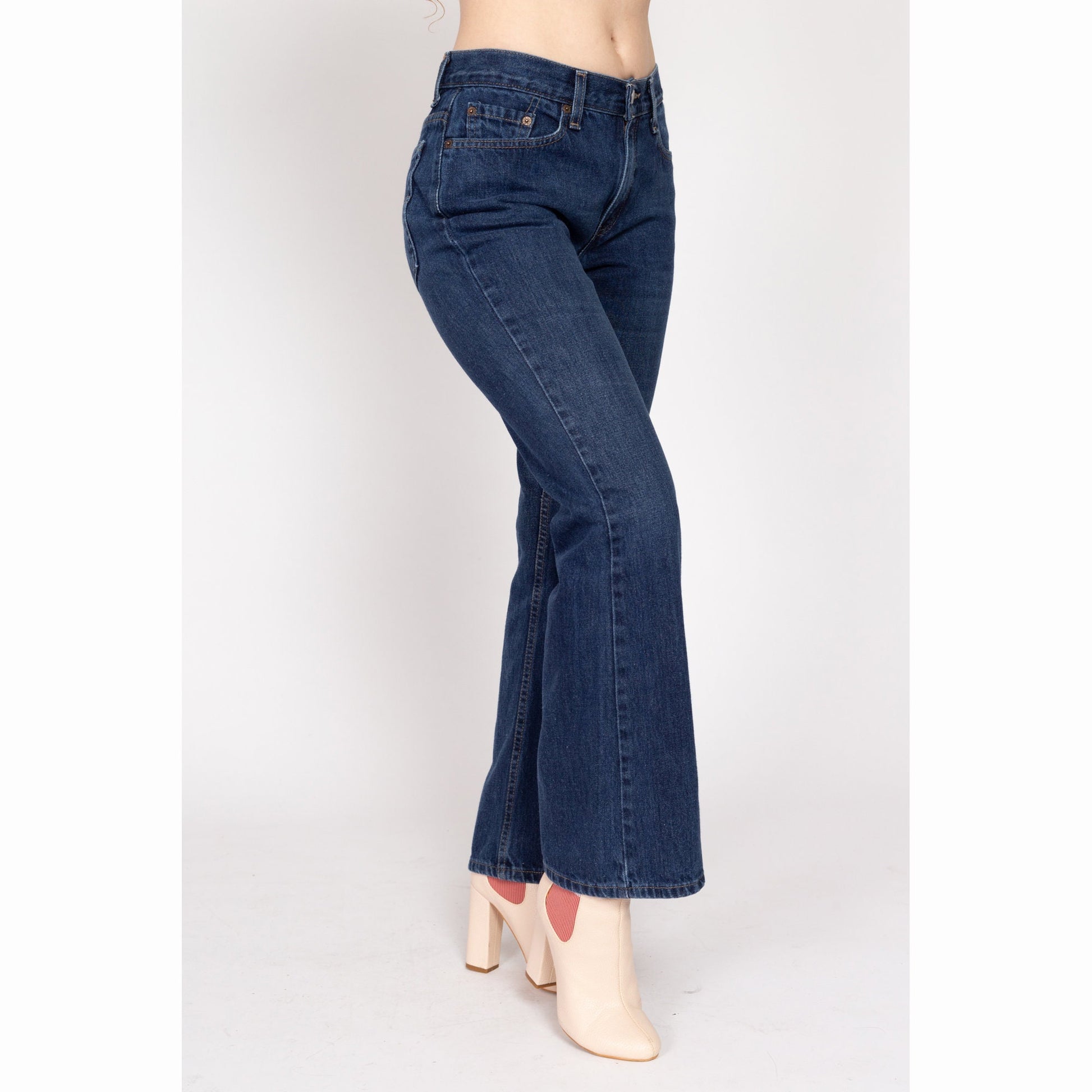Medium 80s Levis 515 Dark Wash Denim Bootcut Jeans 30" | Vintage Levi's Mid Rise Flared Jeans