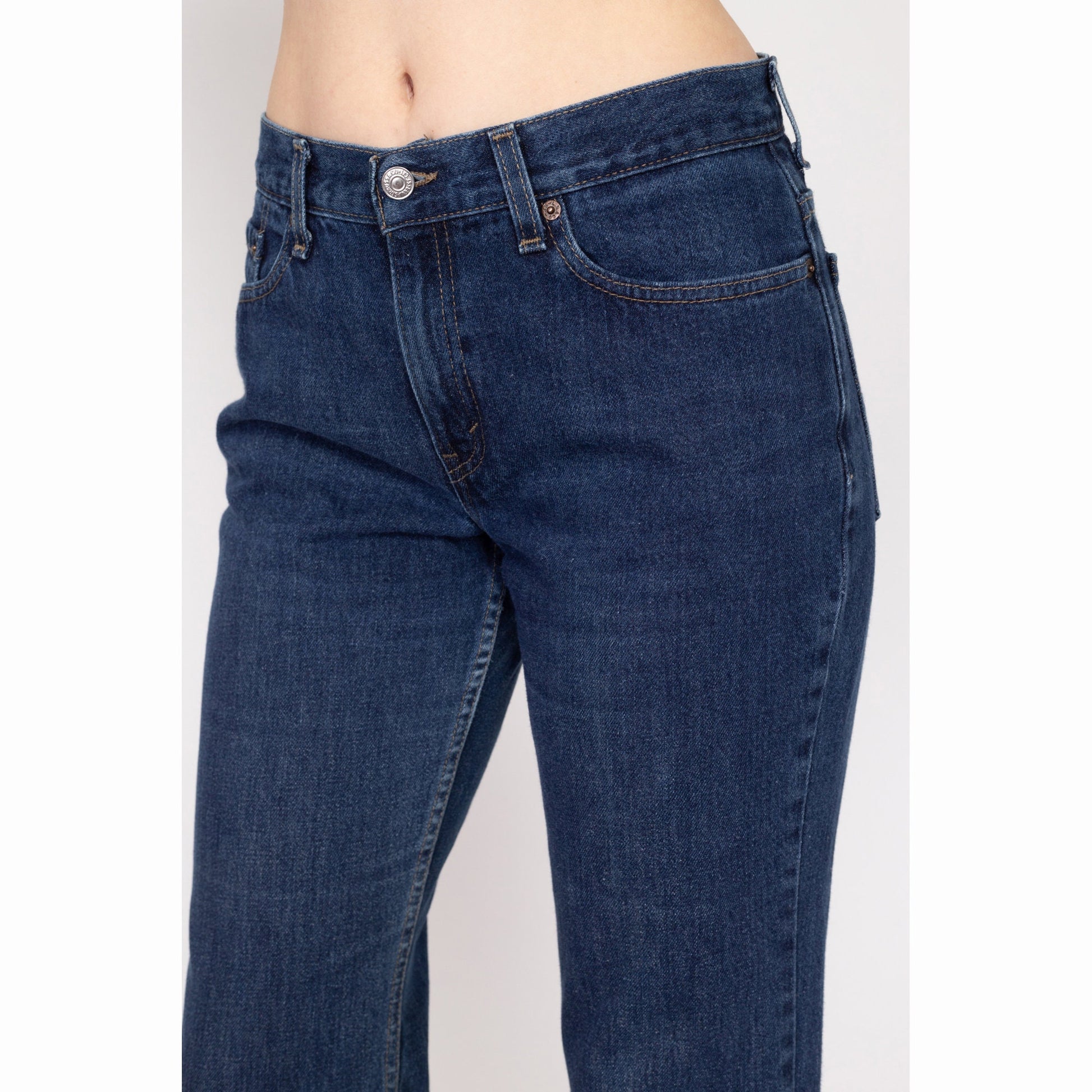 Medium 80s Levis 515 Dark Wash Denim Bootcut Jeans 30" | Vintage Levi's Mid Rise Flared Jeans