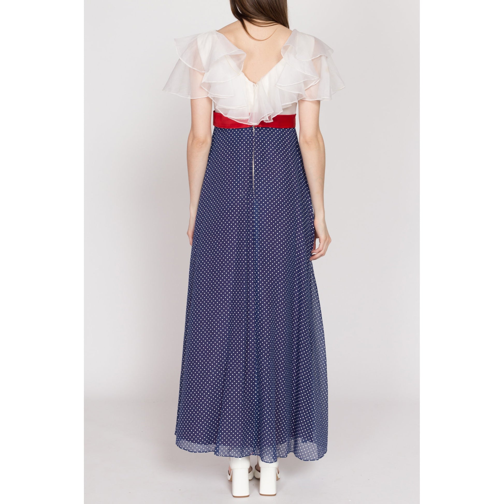 XS 60s Americana Chiffon Capelet Maxi Dress XS 60s Americana Chiffon Capelet Maxi Dress