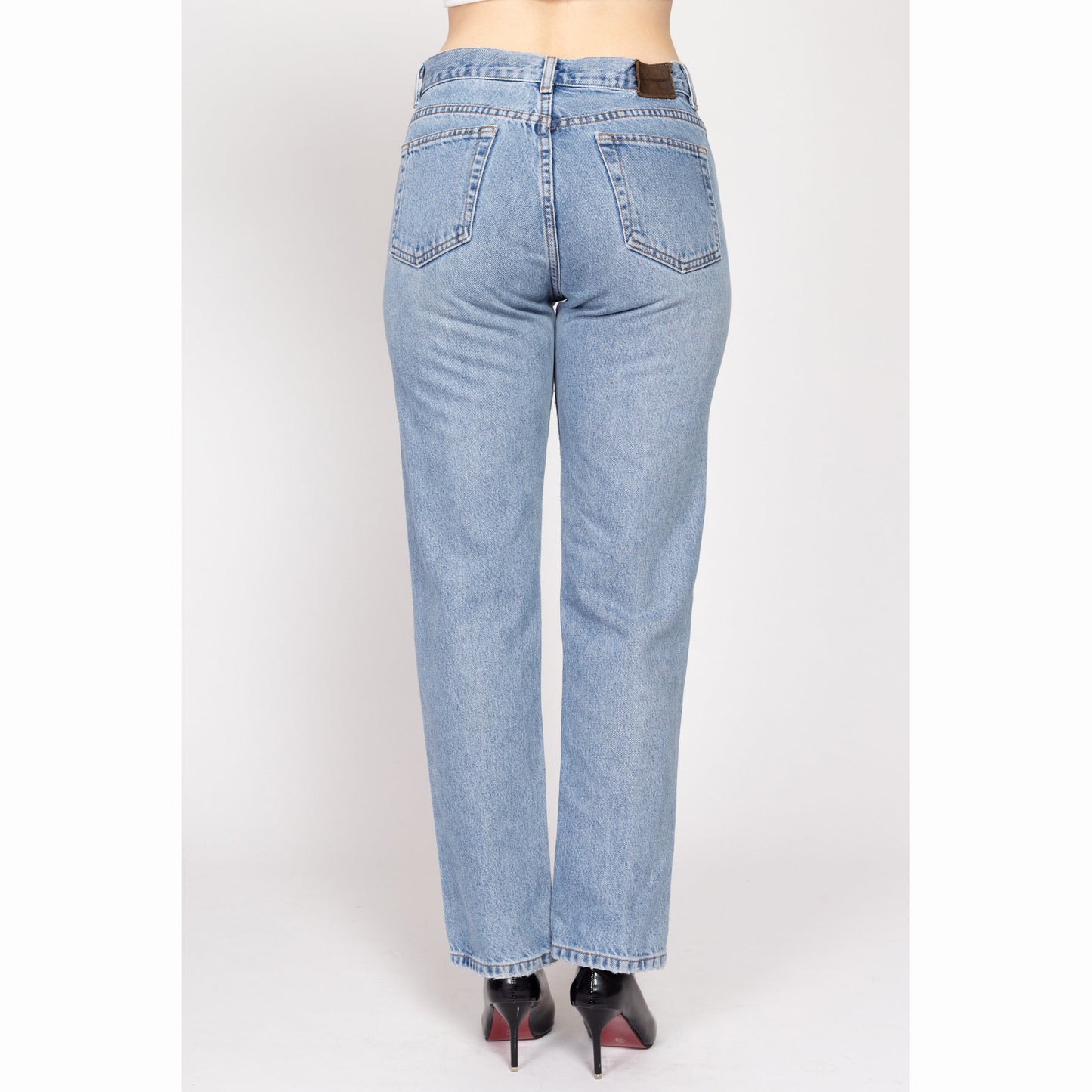Medium 90s Calvin Klein Light Wash Straight Leg Jeans 30" | Vintage Mid High Waisted CK Stonewash Denim Jeans