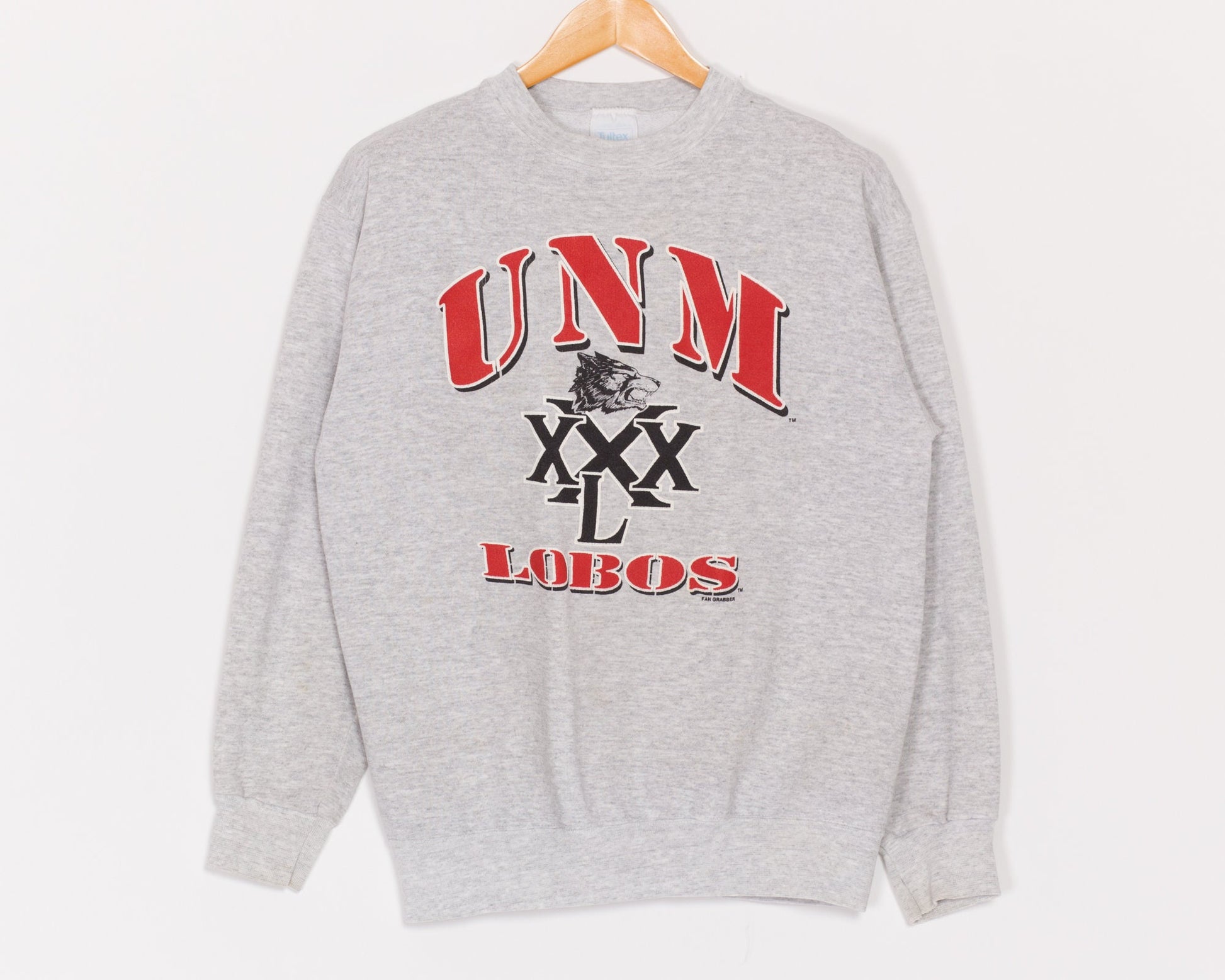 Medium 90s University Of New Mexico Lobos Sweatshirt | Vintage Heather Grey Collegiate Graphic Crewneck